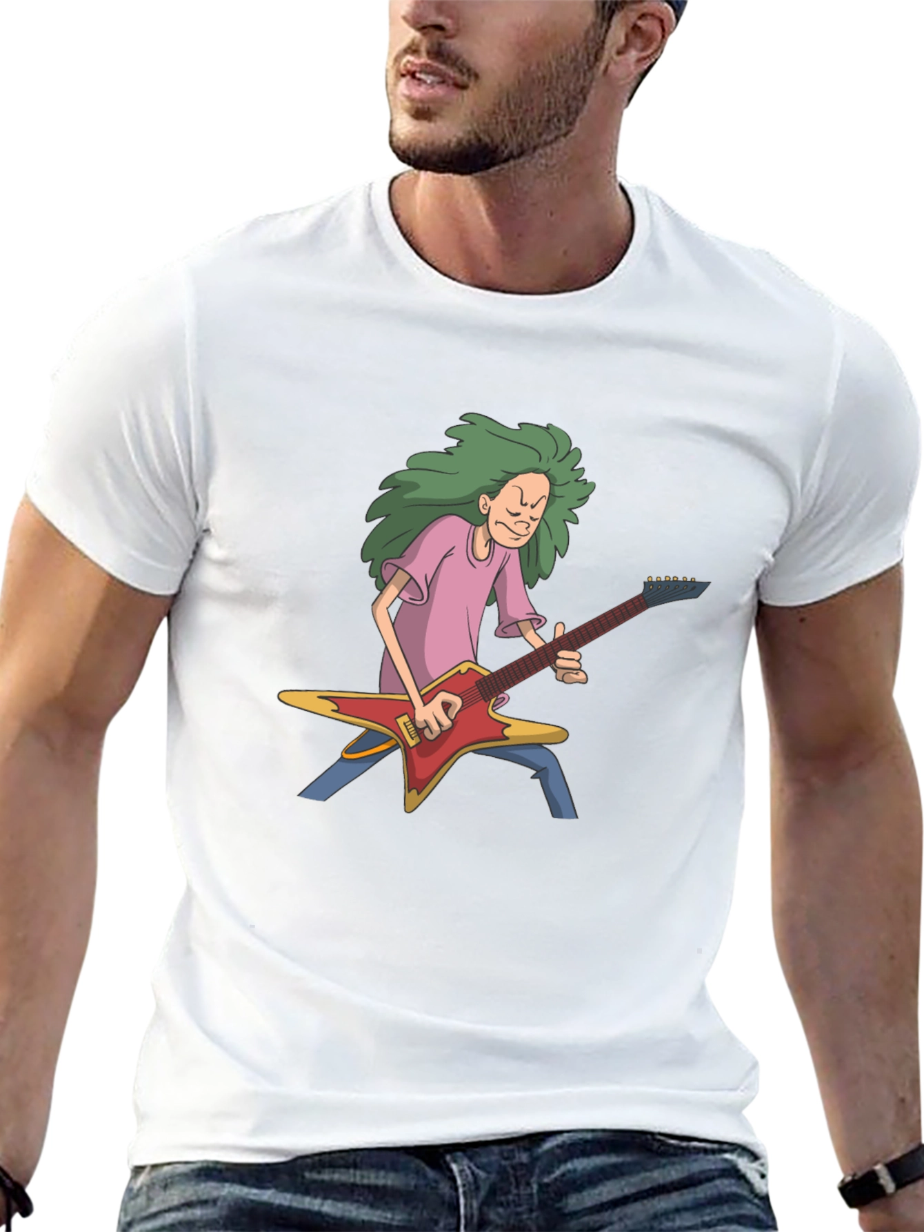 Cartoon Guitarist Black T-Shirt