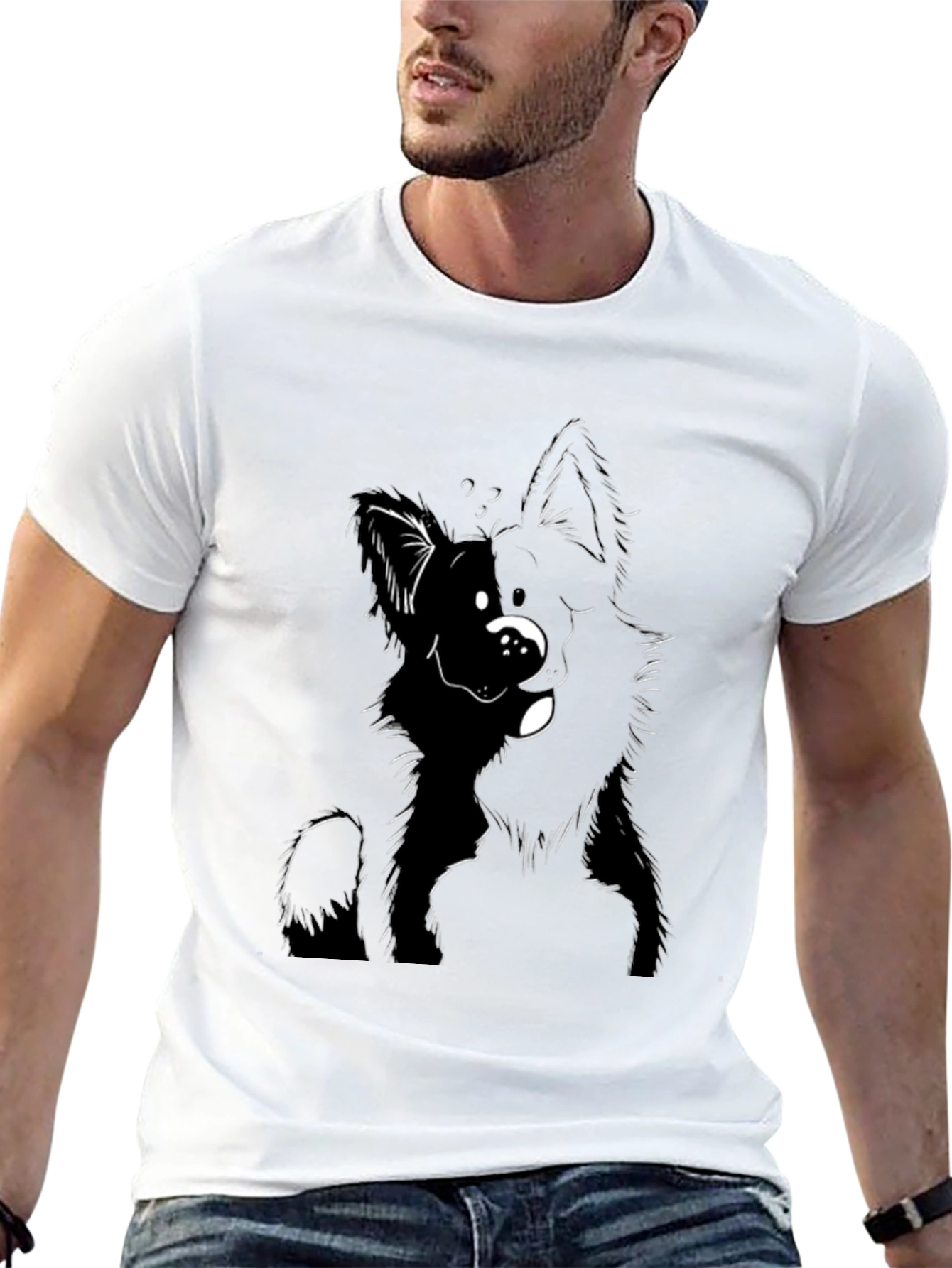Dog Graphic Black T-Shirt Canine Lover Tee