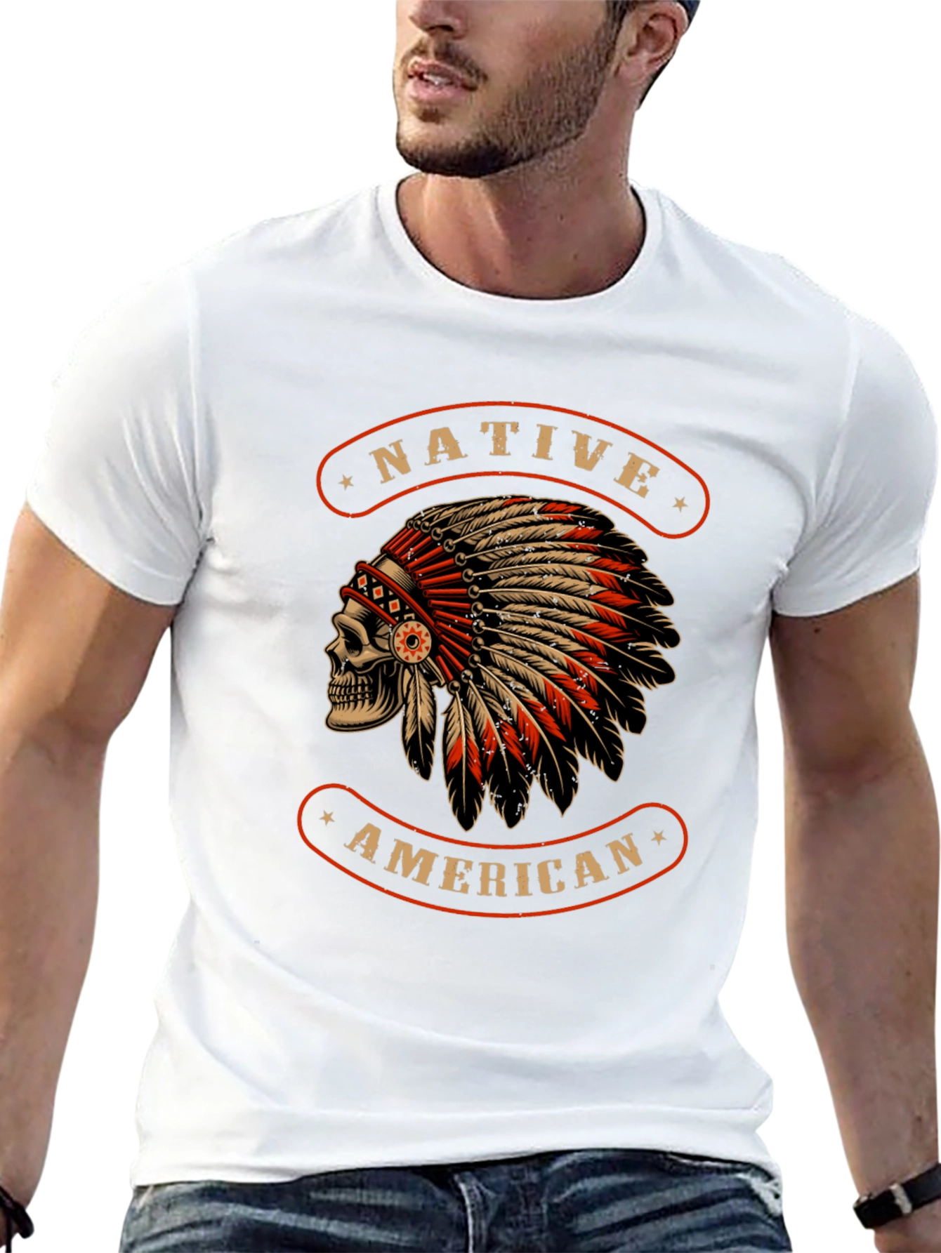 Native American Skull T-Shirt - Black
