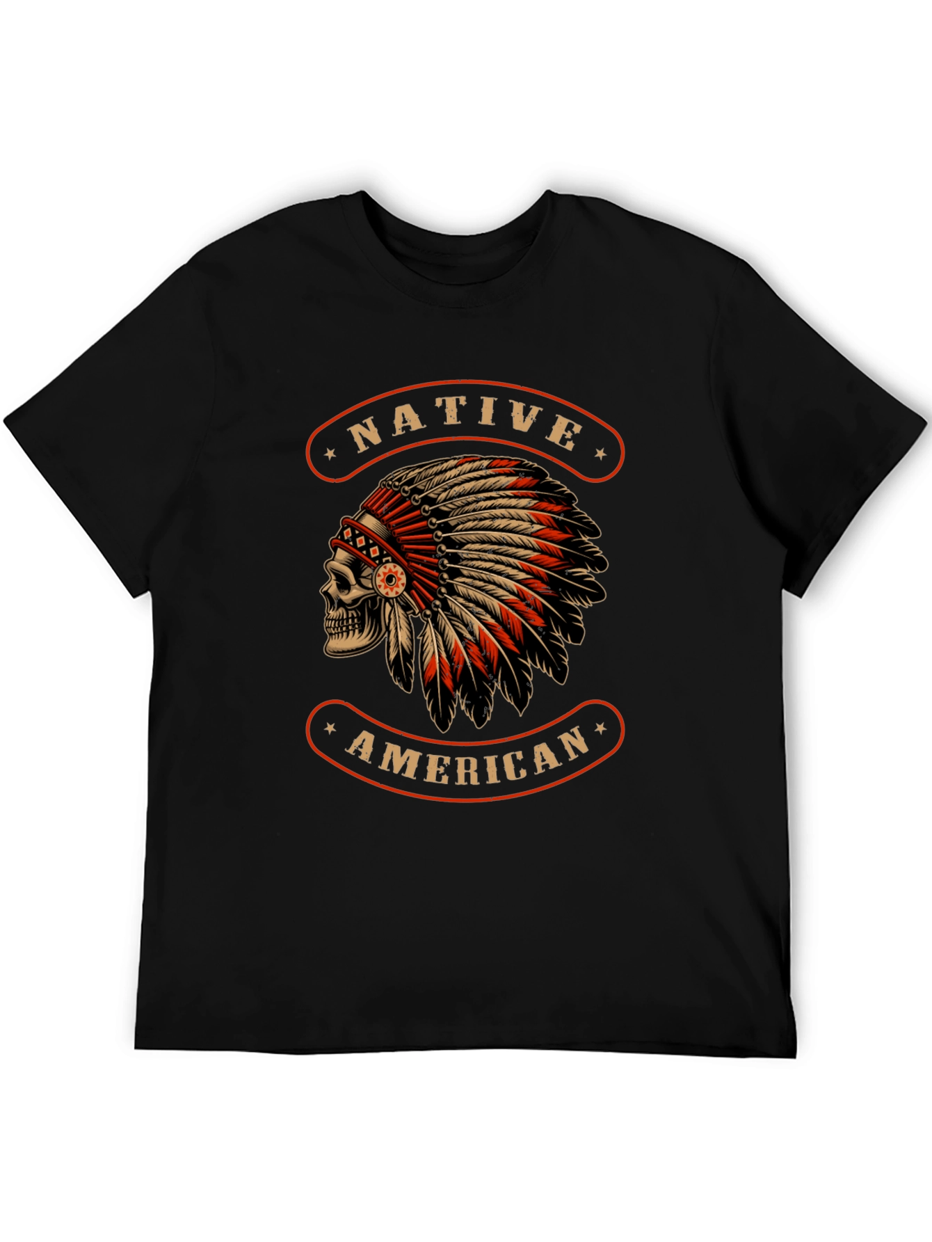 Native American Skull T-Shirt - Black