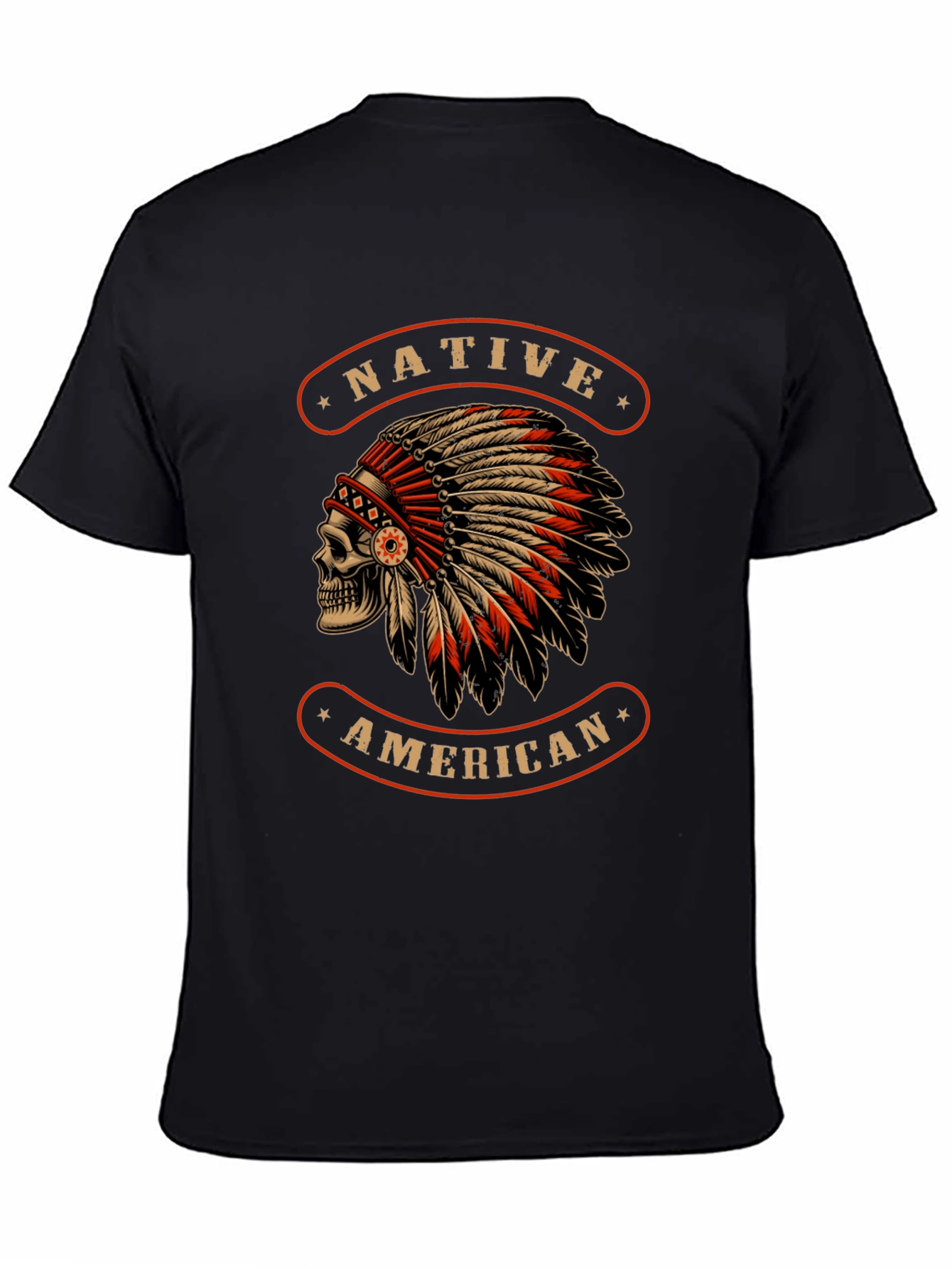 Native American Skull T-Shirt - Black