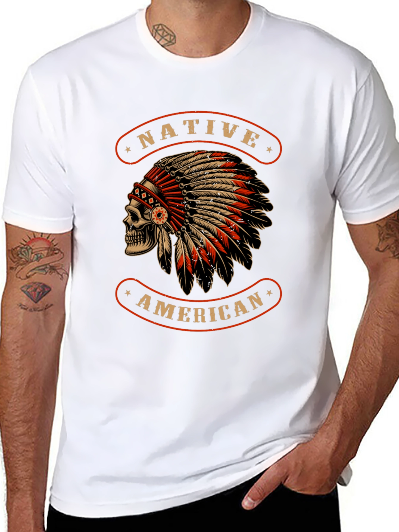 Native American Skull T-Shirt - Black
