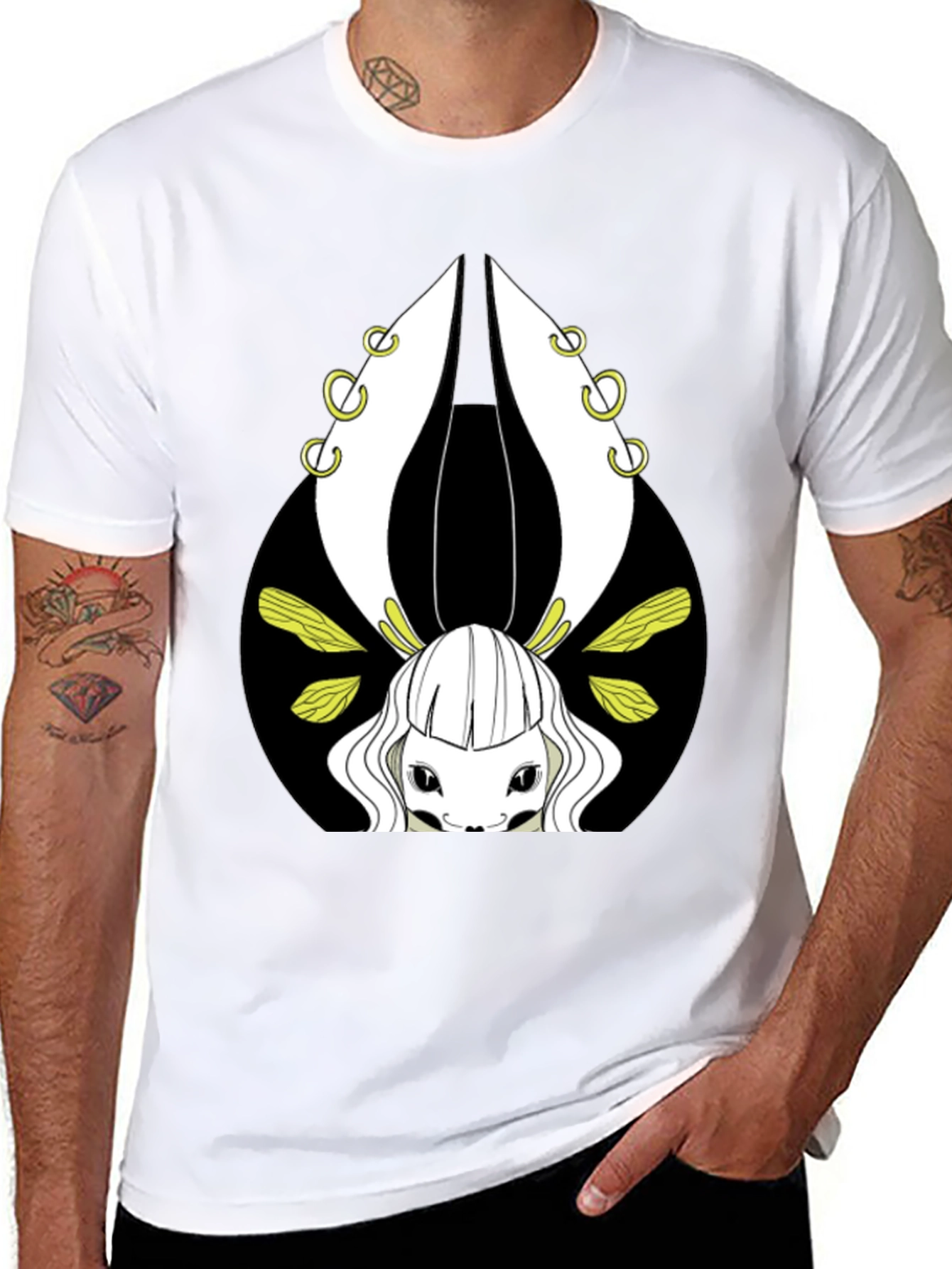 Unique Graphic Tee - Creature Design Black T-Shirt