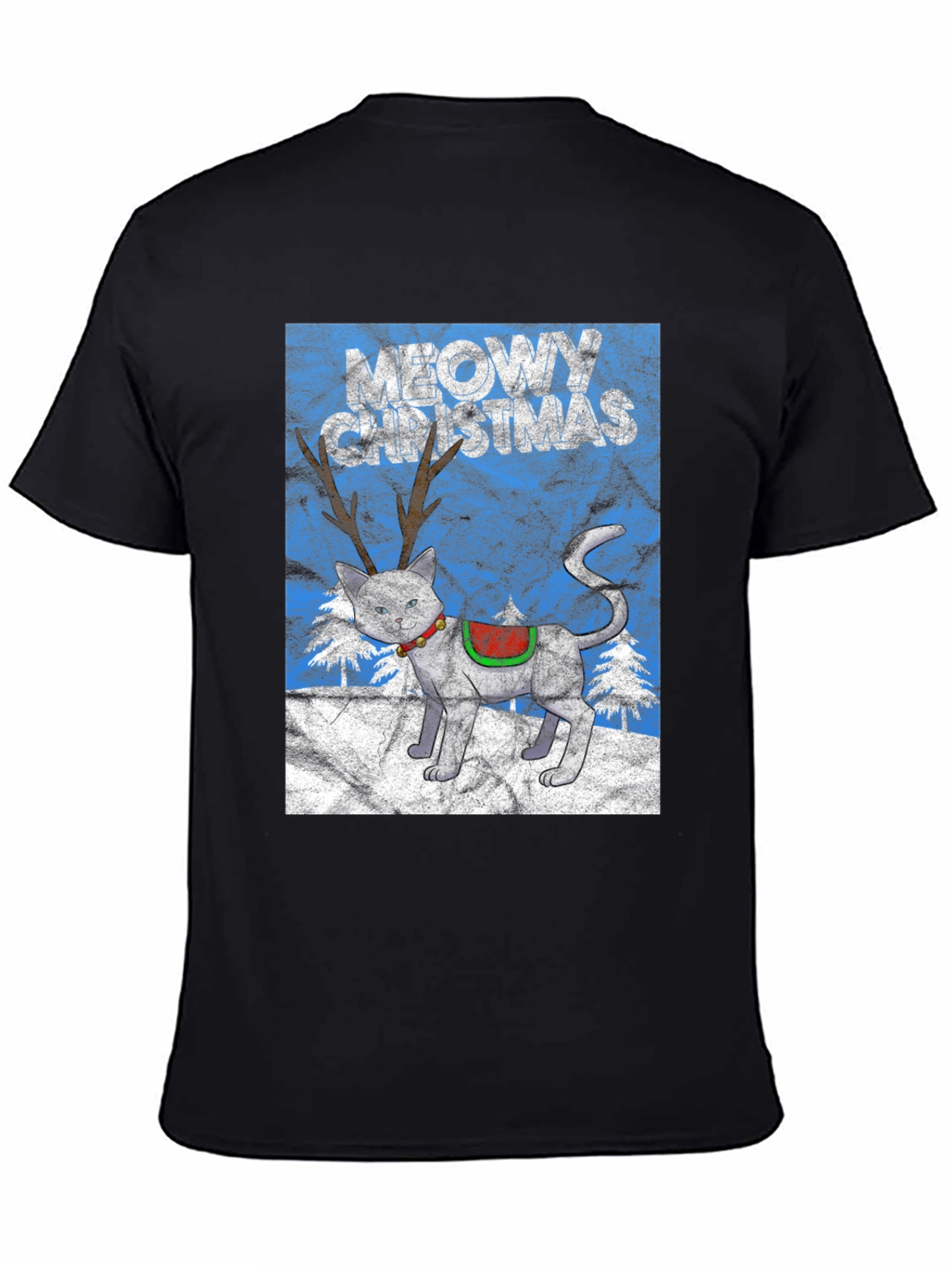Meowy Christmas Cat Reindeer T-Shirt