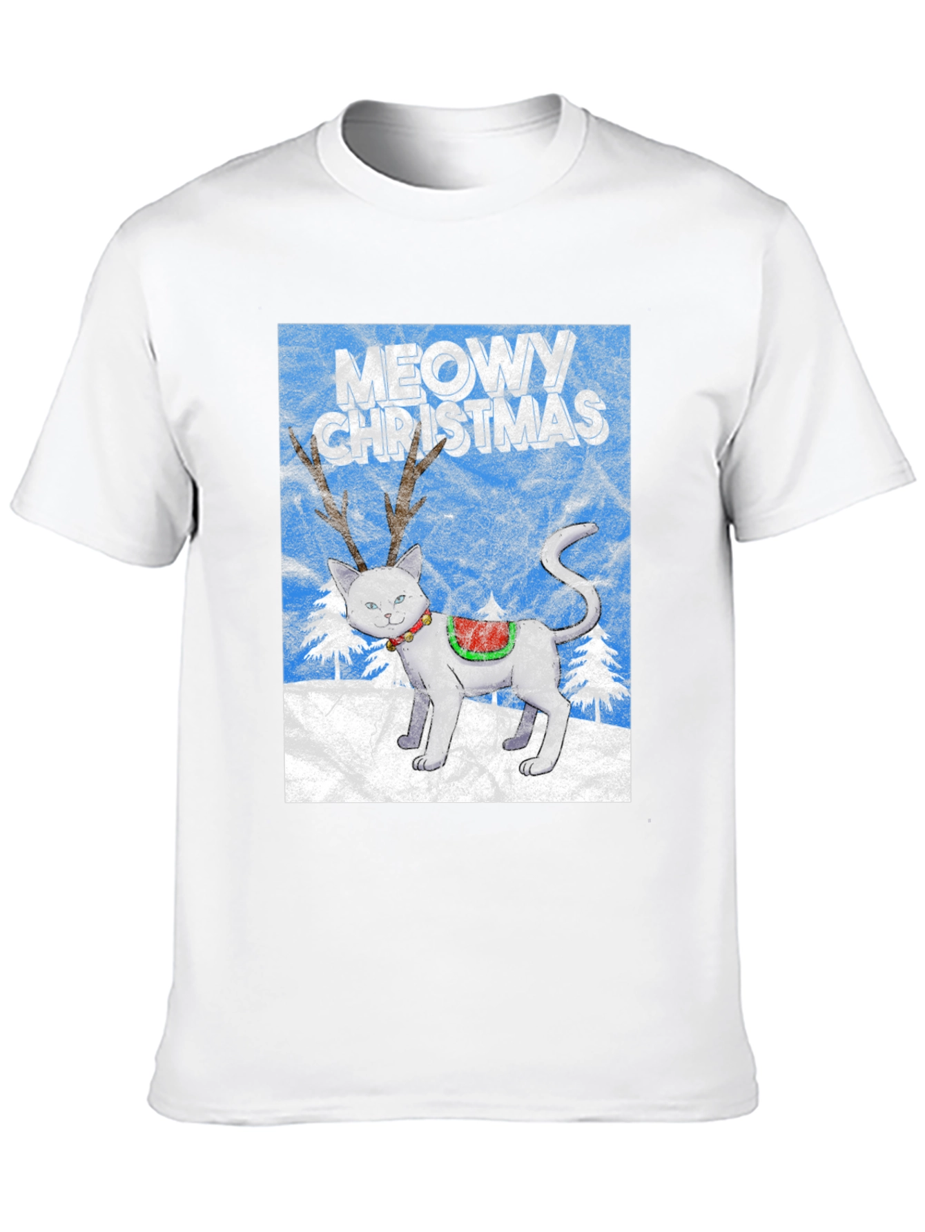 Meowy Christmas Cat Reindeer T-Shirt