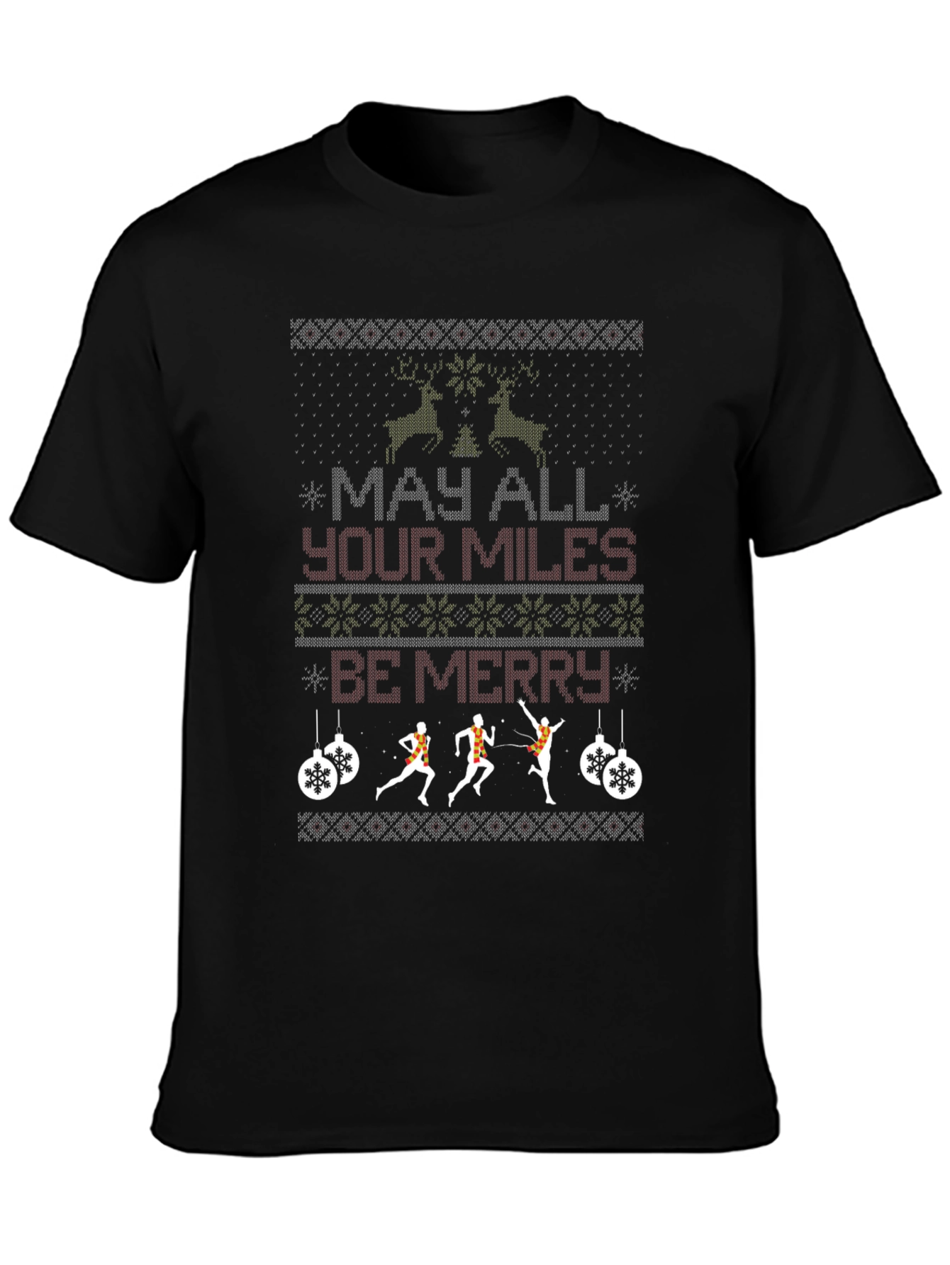 Running Christmas T-Shirt - Ugly Sweater Design