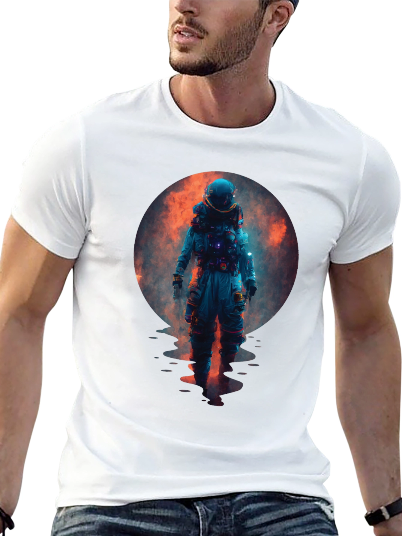 Astronaut in Space Graphic Black T-Shirt