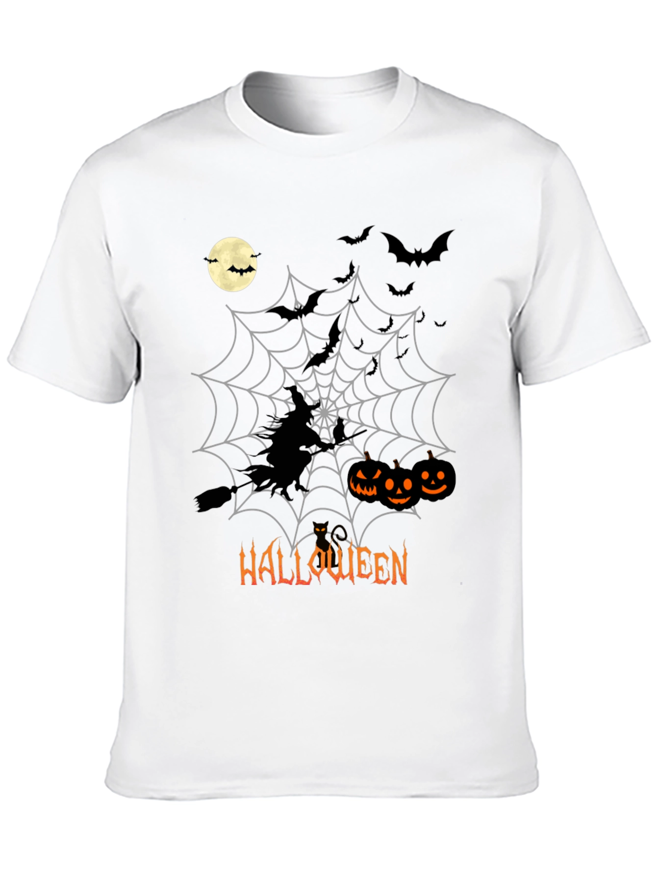 Halloween Witch & Pumpkins Black T-Shirt