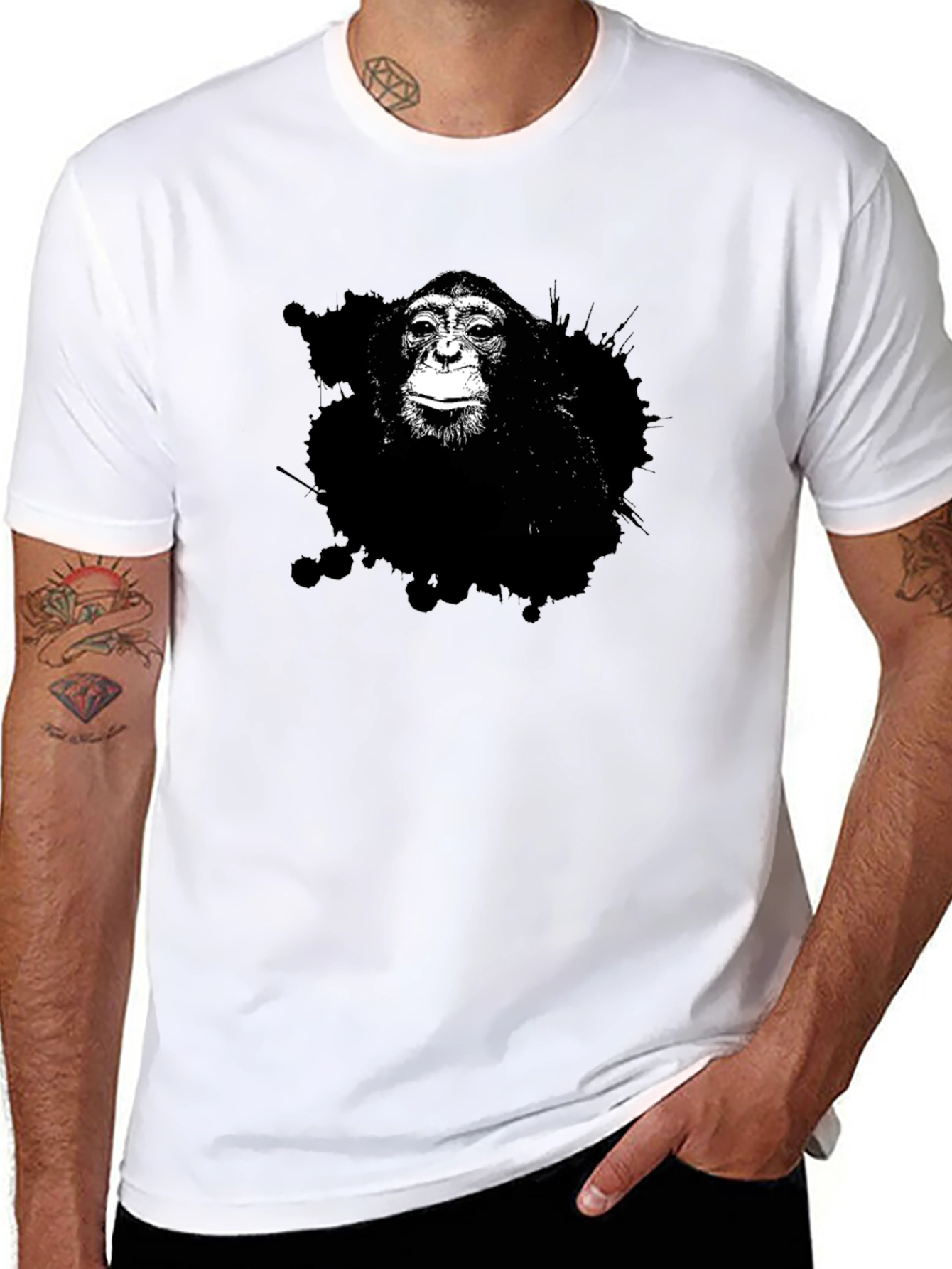 Monkey Graphic Tee - Black Cotton T-Shirt