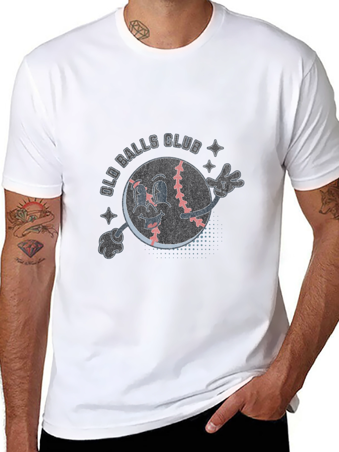 Old Balls Club Cartoon Baseball T-Shirt