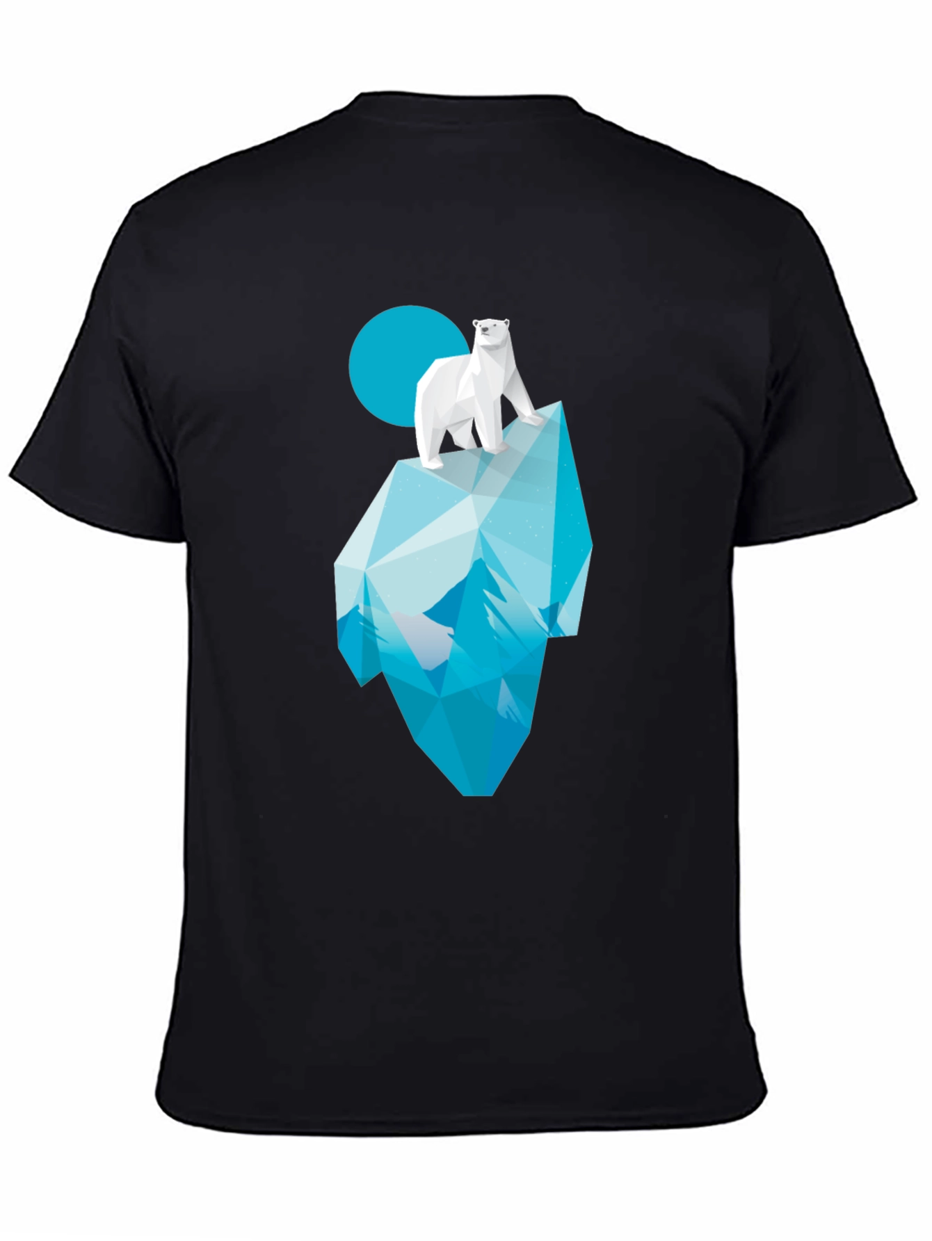 Geometric Polar Bear Iceberg Graphic Tee - Black