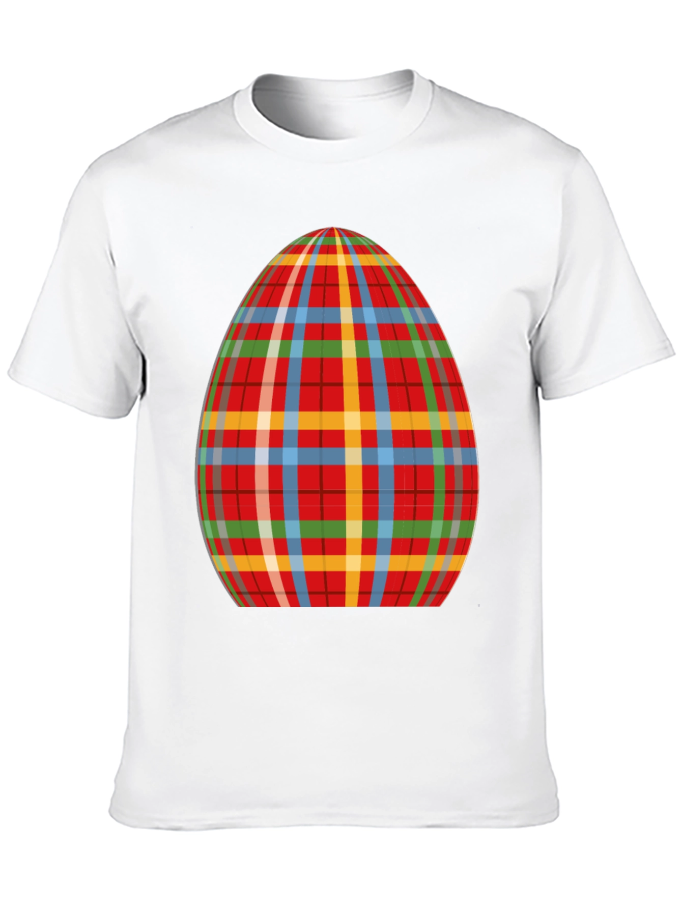 Plaid Easter Egg Graphic Tee - Novelty Holiday T-Shirt