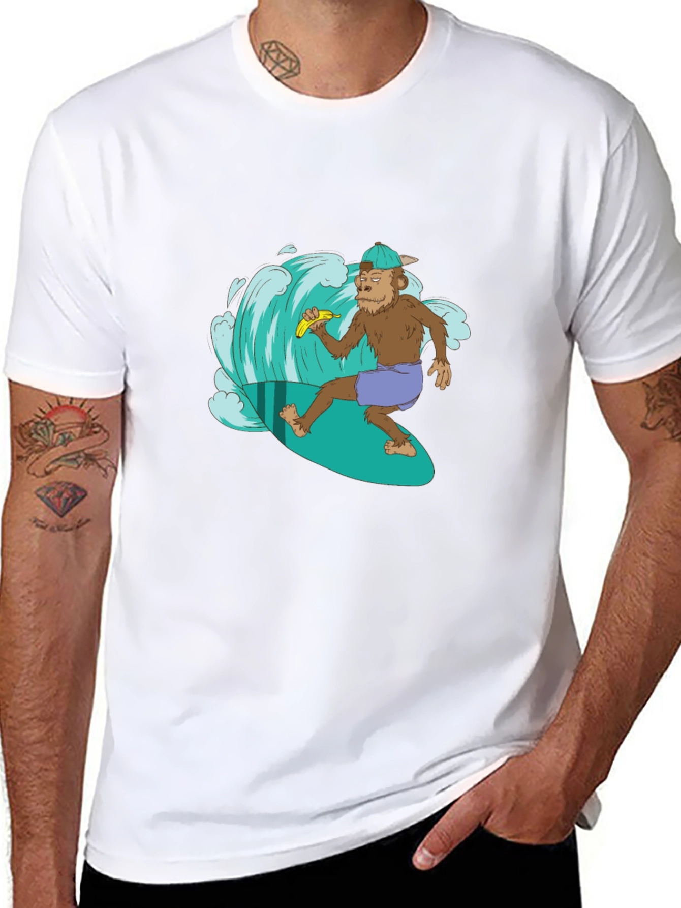 Surfing Monkey Graphic T-Shirt