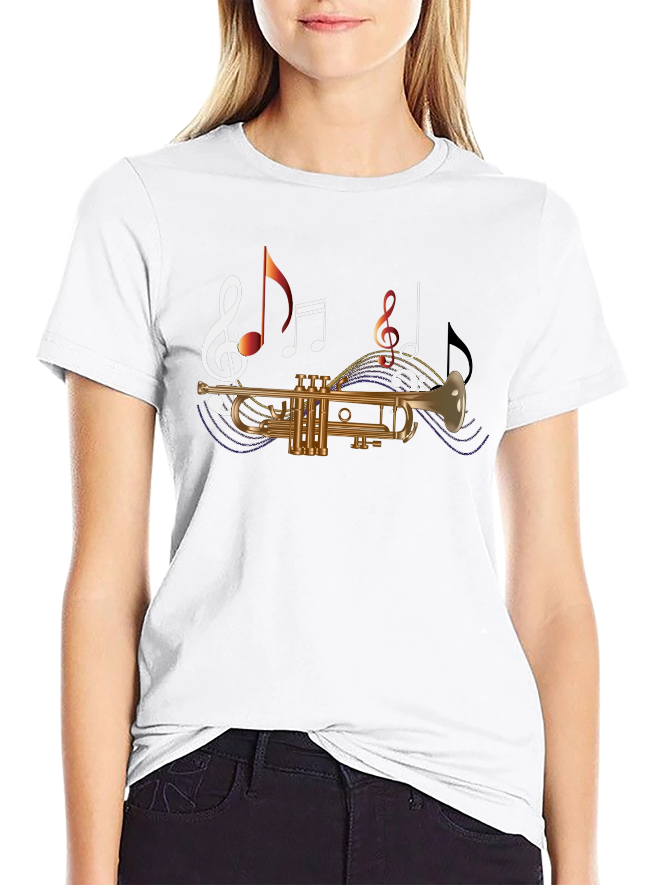 Musical Trumpet Graphic Tee - Black