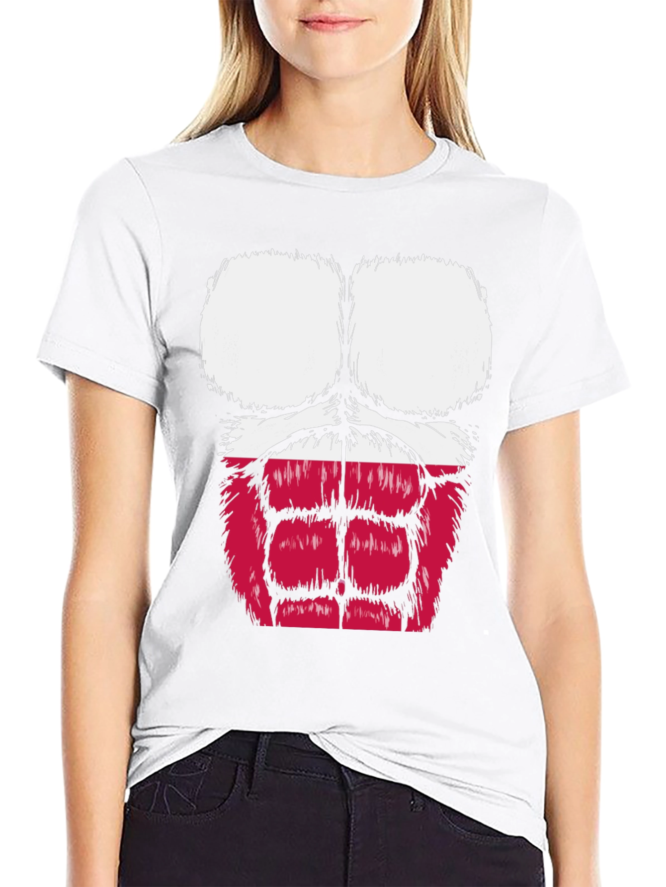 Funny Gorilla Bodybuilder Poland Flag Graphic T-Shirt