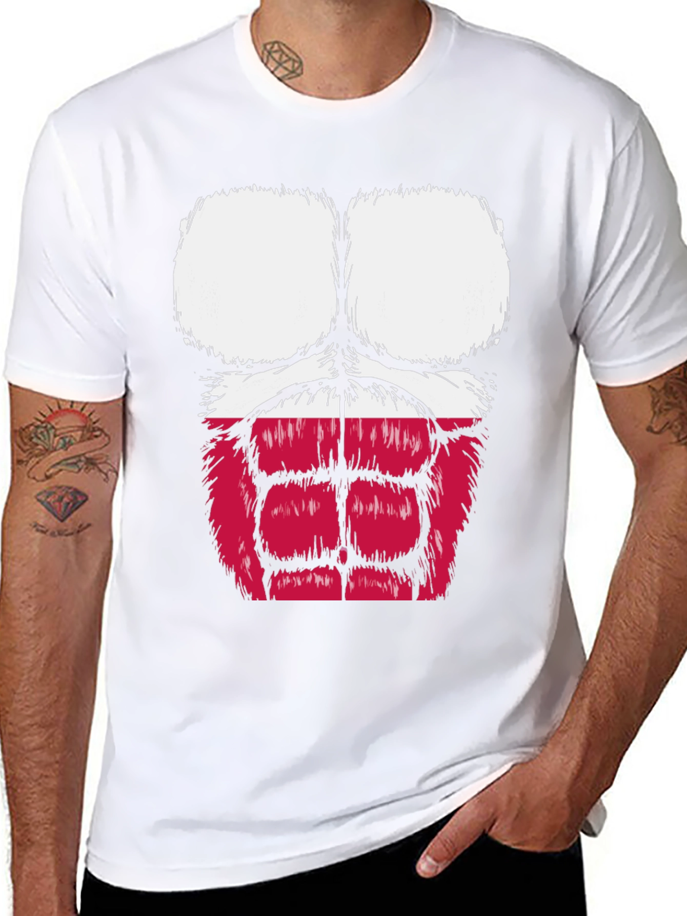 Funny Gorilla Bodybuilder Poland Flag Graphic T-Shirt