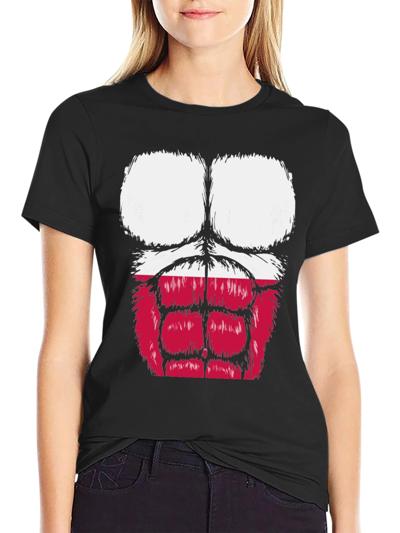 Funny Gorilla Bodybuilder Poland Flag Graphic T-Shirt
