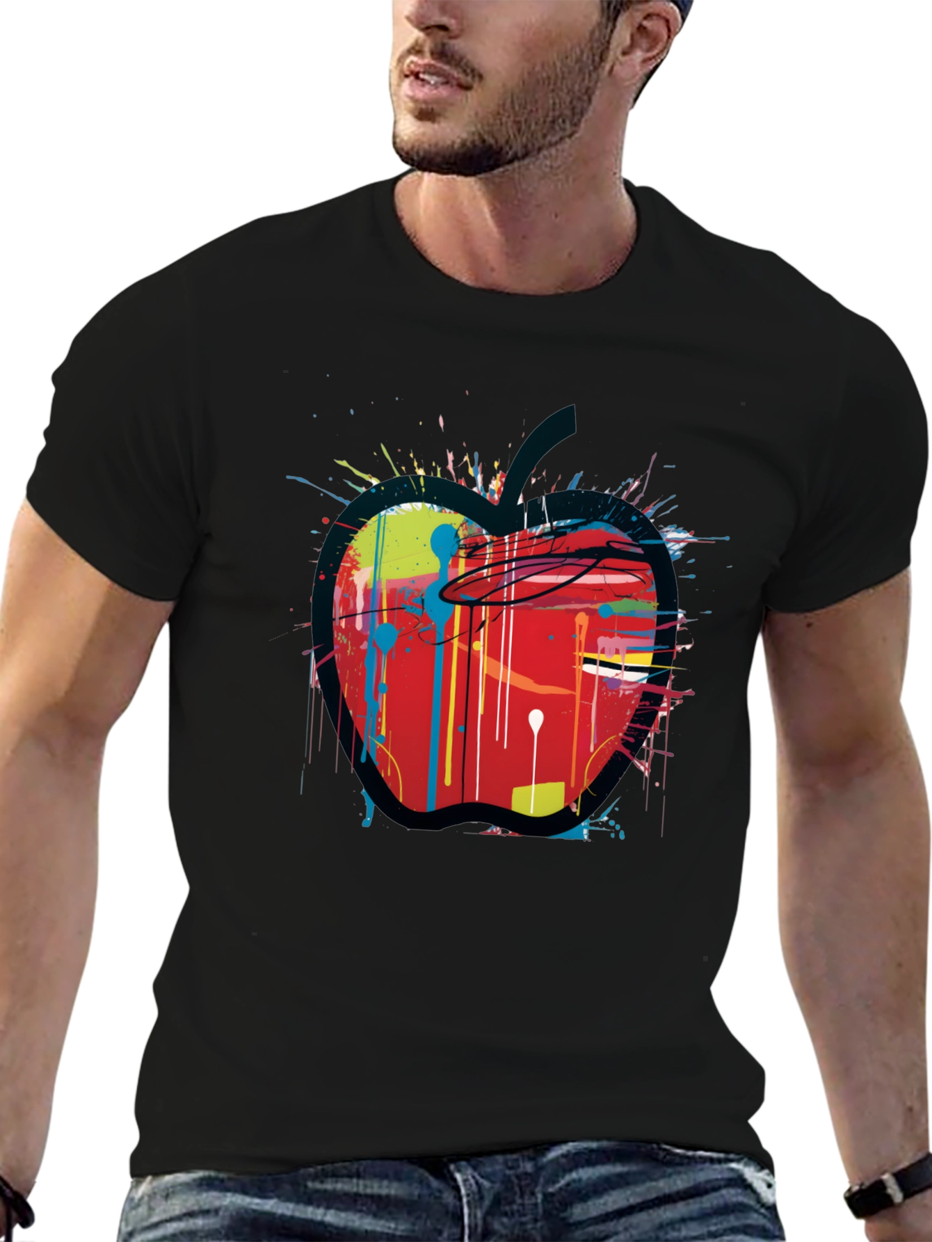 Apple Paint Splatter Graphic T-Shirt - Unique Design