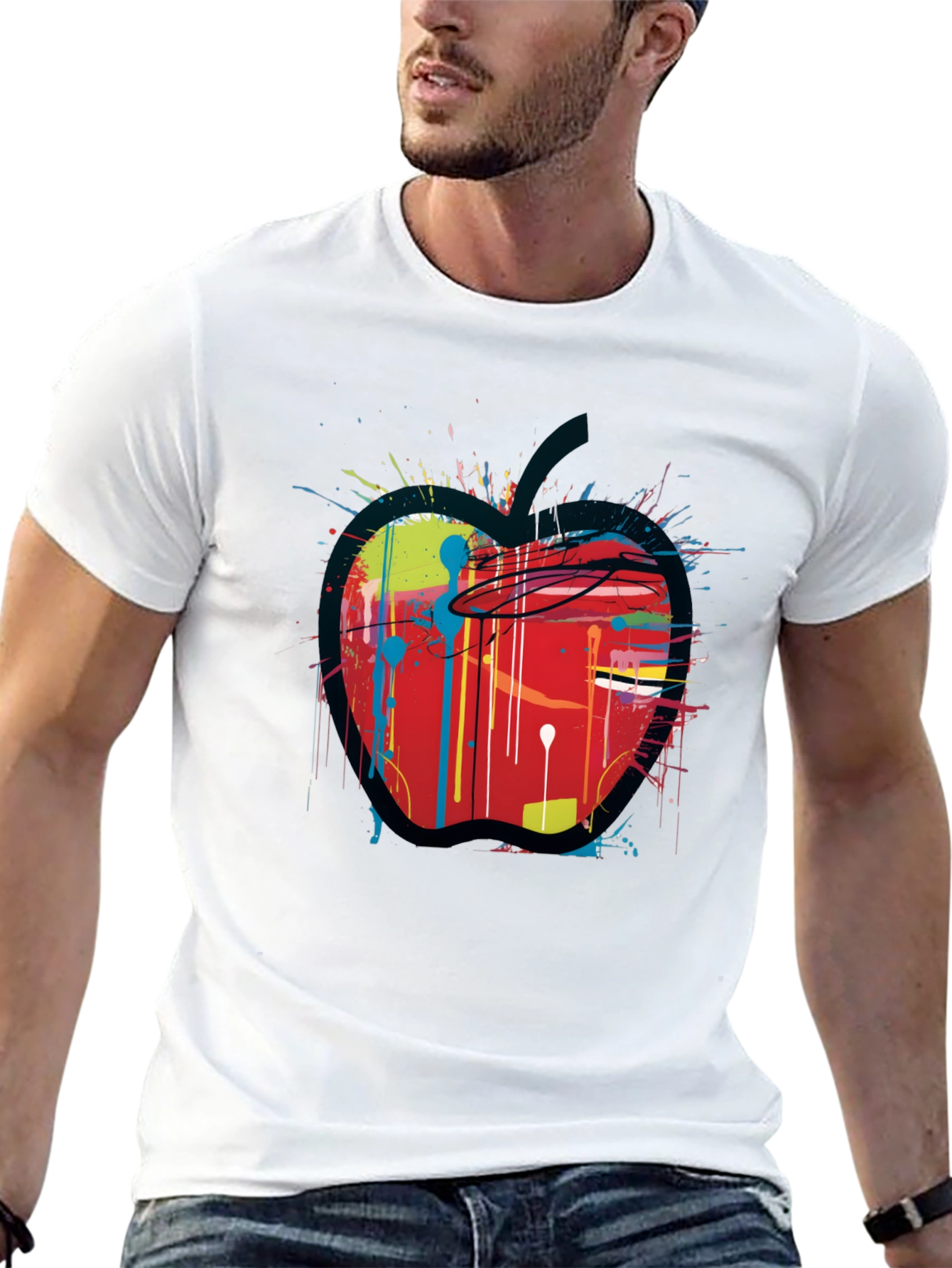 Apple Paint Splatter Graphic T-Shirt - Unique Design