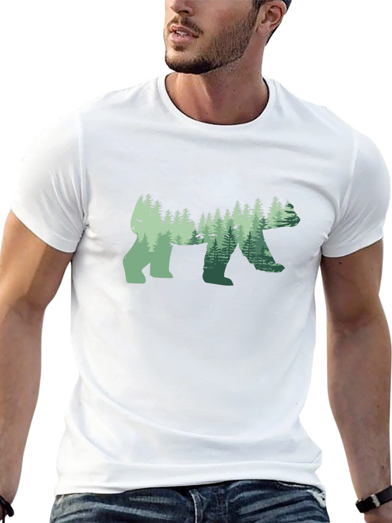 Nature Forest Silhouette Bear Graphic Tee