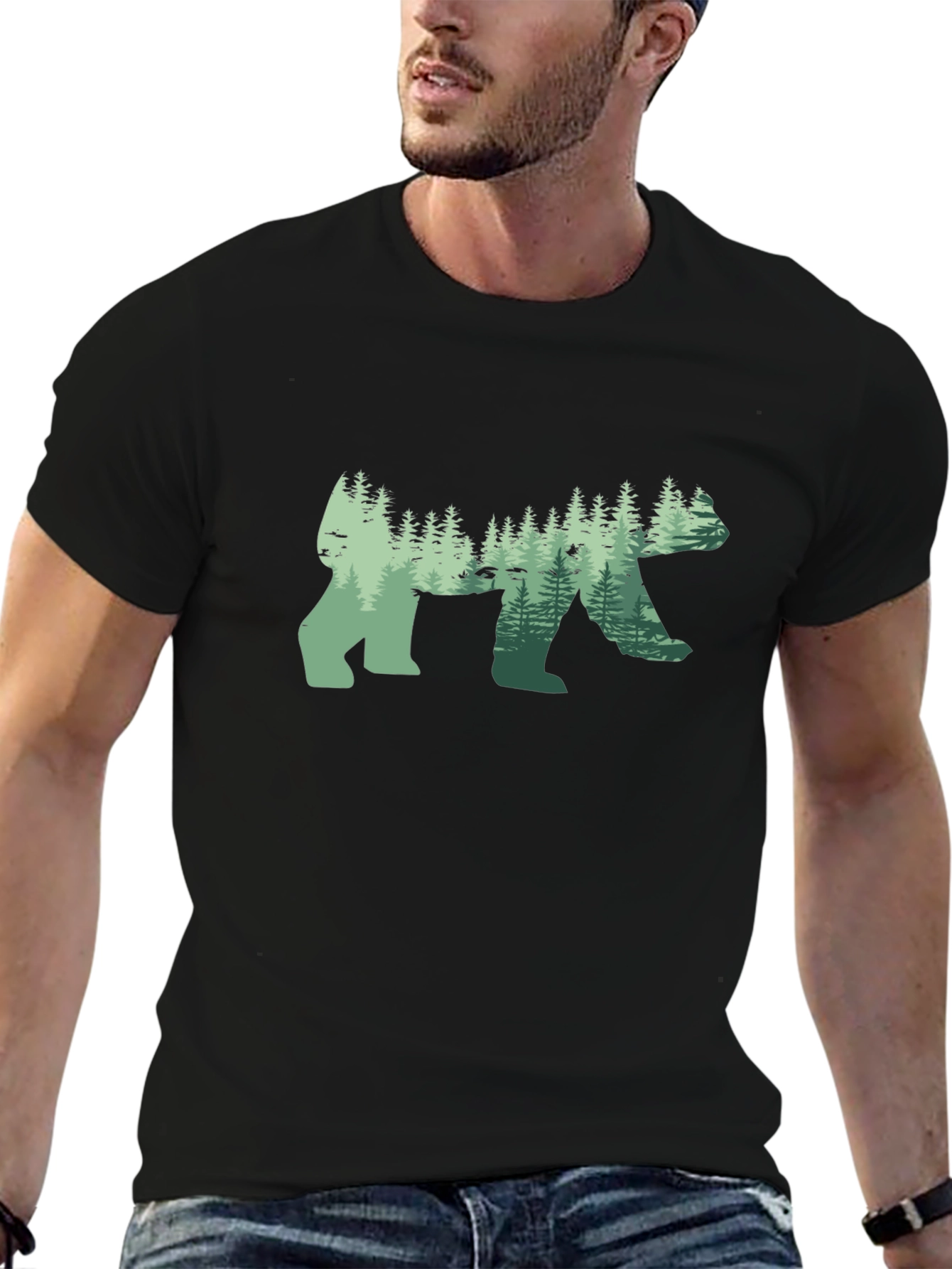 Nature Forest Silhouette Bear Graphic Tee