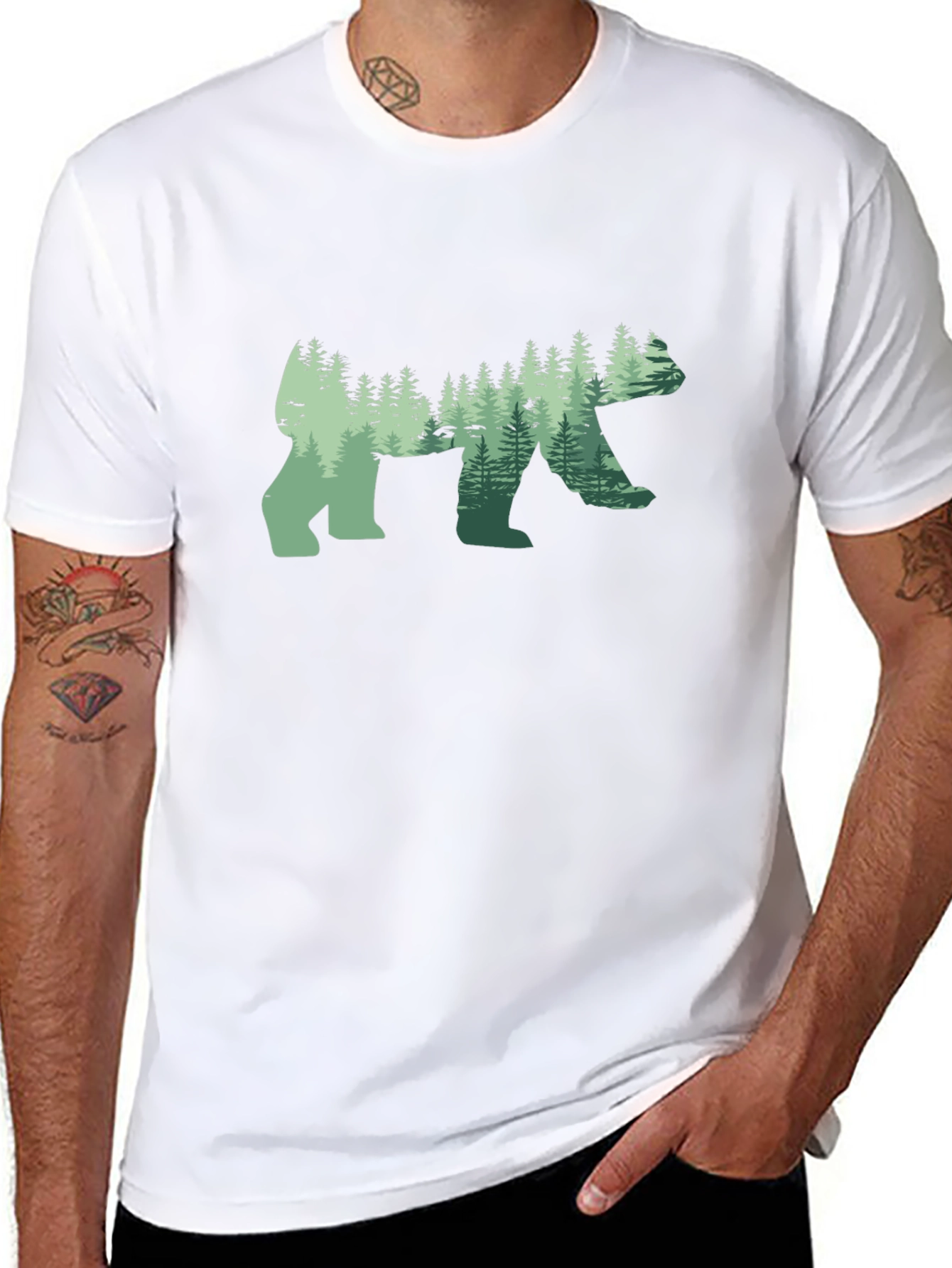 Nature Forest Silhouette Bear Graphic Tee
