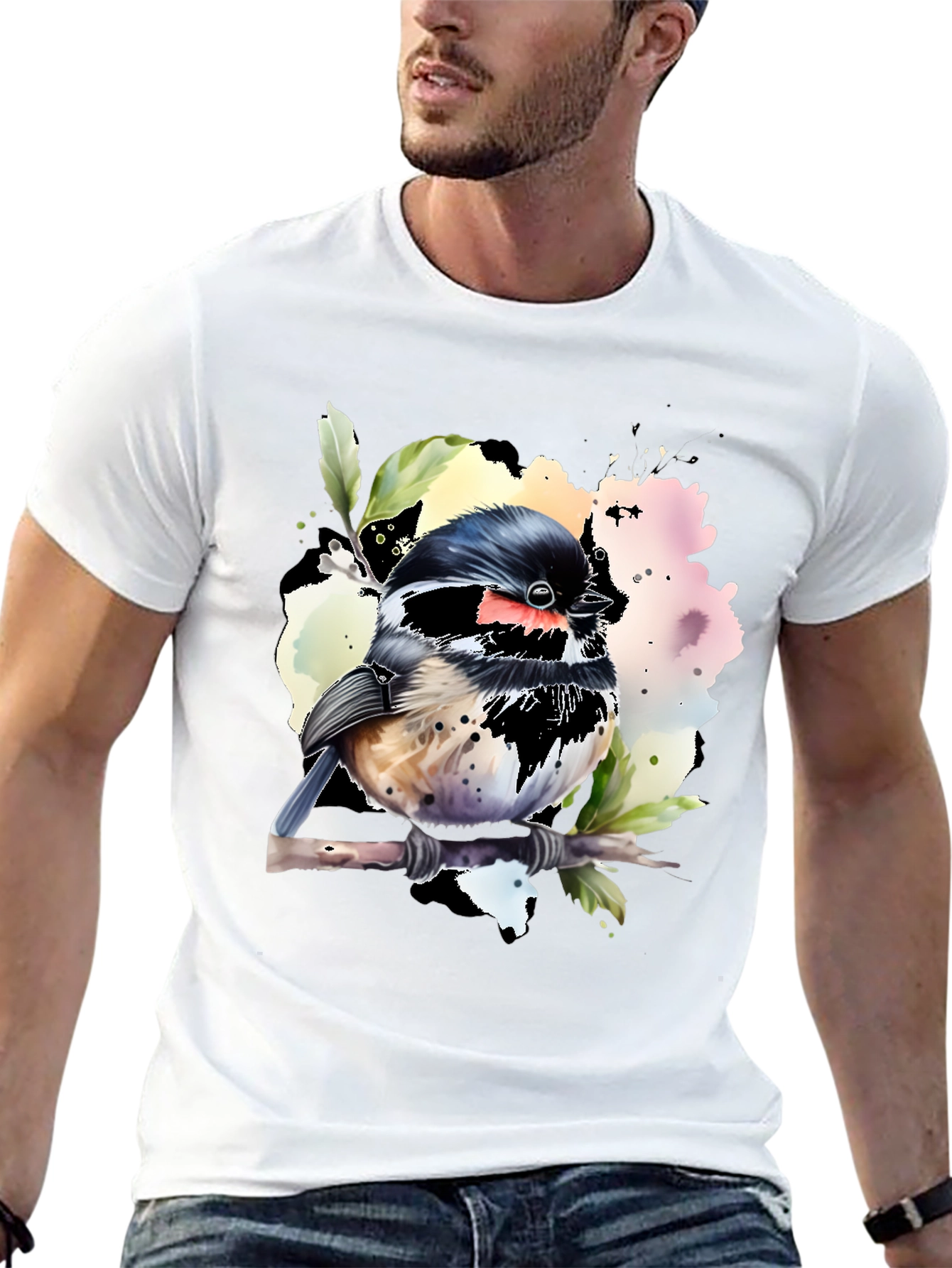 Bird Watercolor Graphic T-Shirt