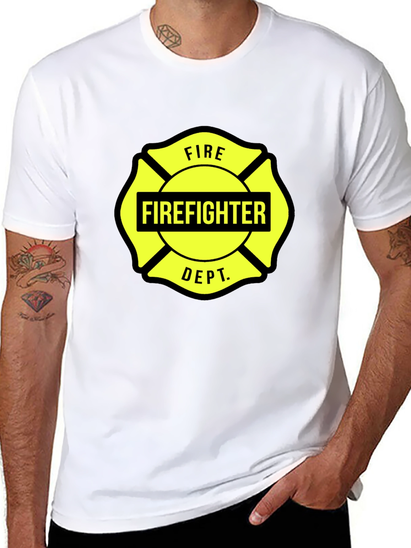 Firefighter Dept. Graphic Tee - Maltese Cross Design