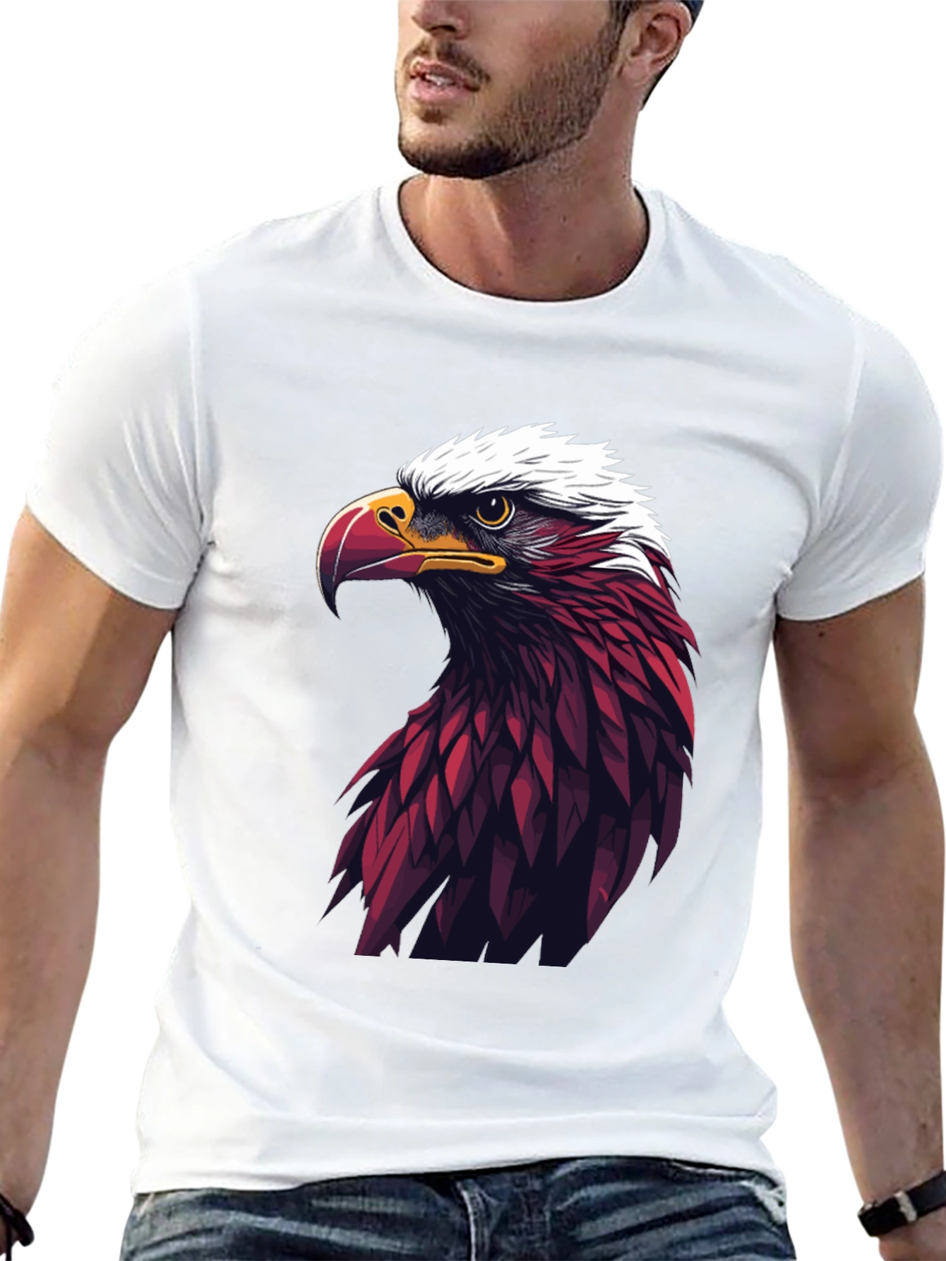 Bold Eagle Graphic Tee - Black Cotton Blend