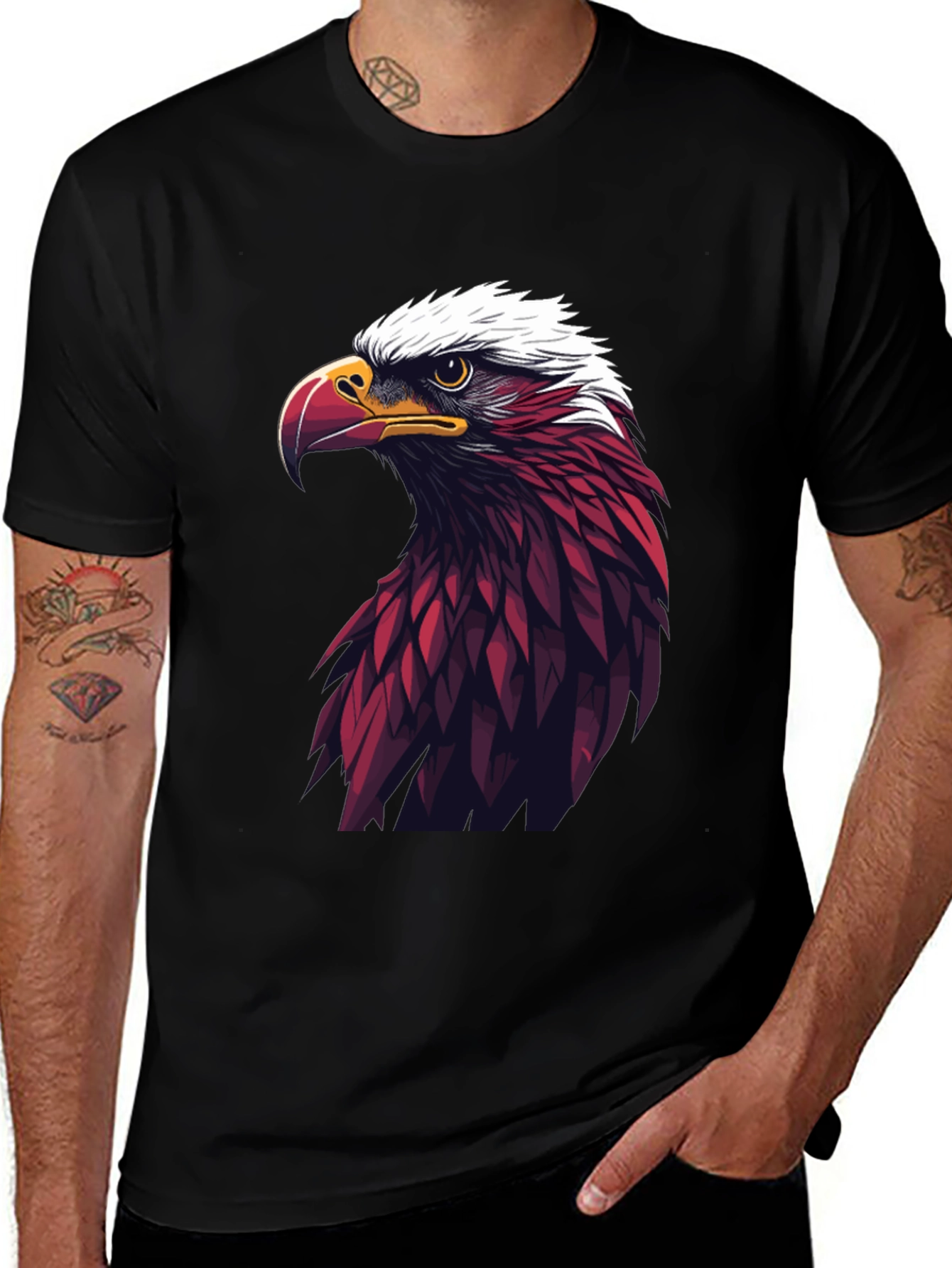 Bold Eagle Graphic Tee - Black Cotton Blend