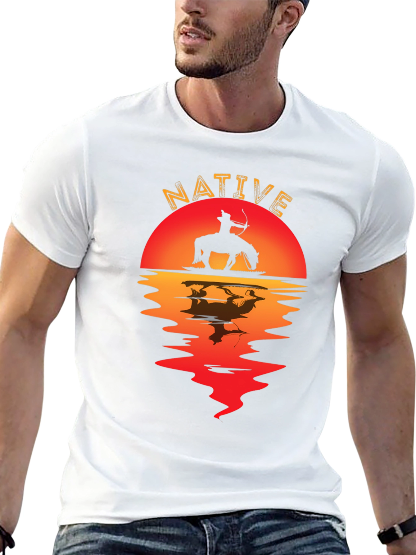 Native Sunset Graphic Tee - Black Cotton Blend
