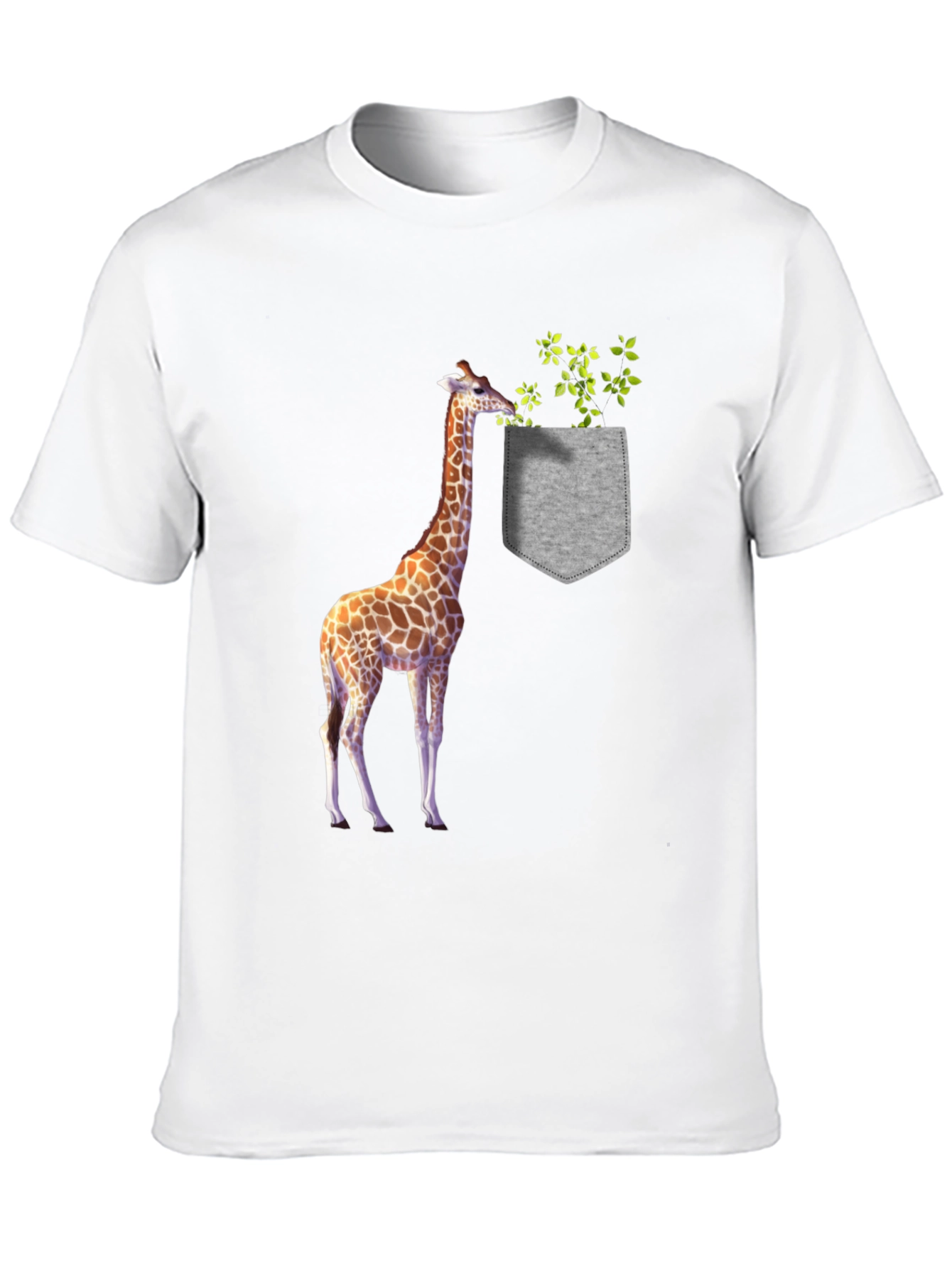 Giraffe in Pocket Graphic Tee - Black Cotton T-Shirt