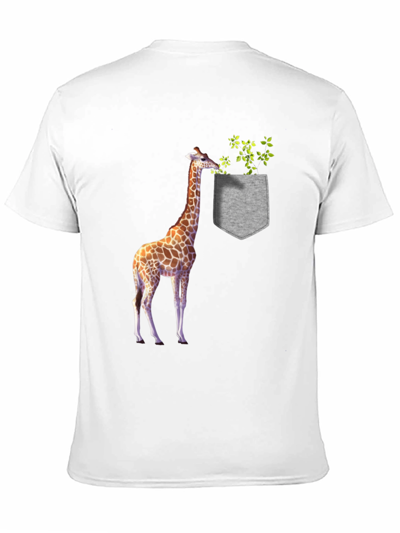 Giraffe in Pocket Graphic Tee - Black Cotton T-Shirt