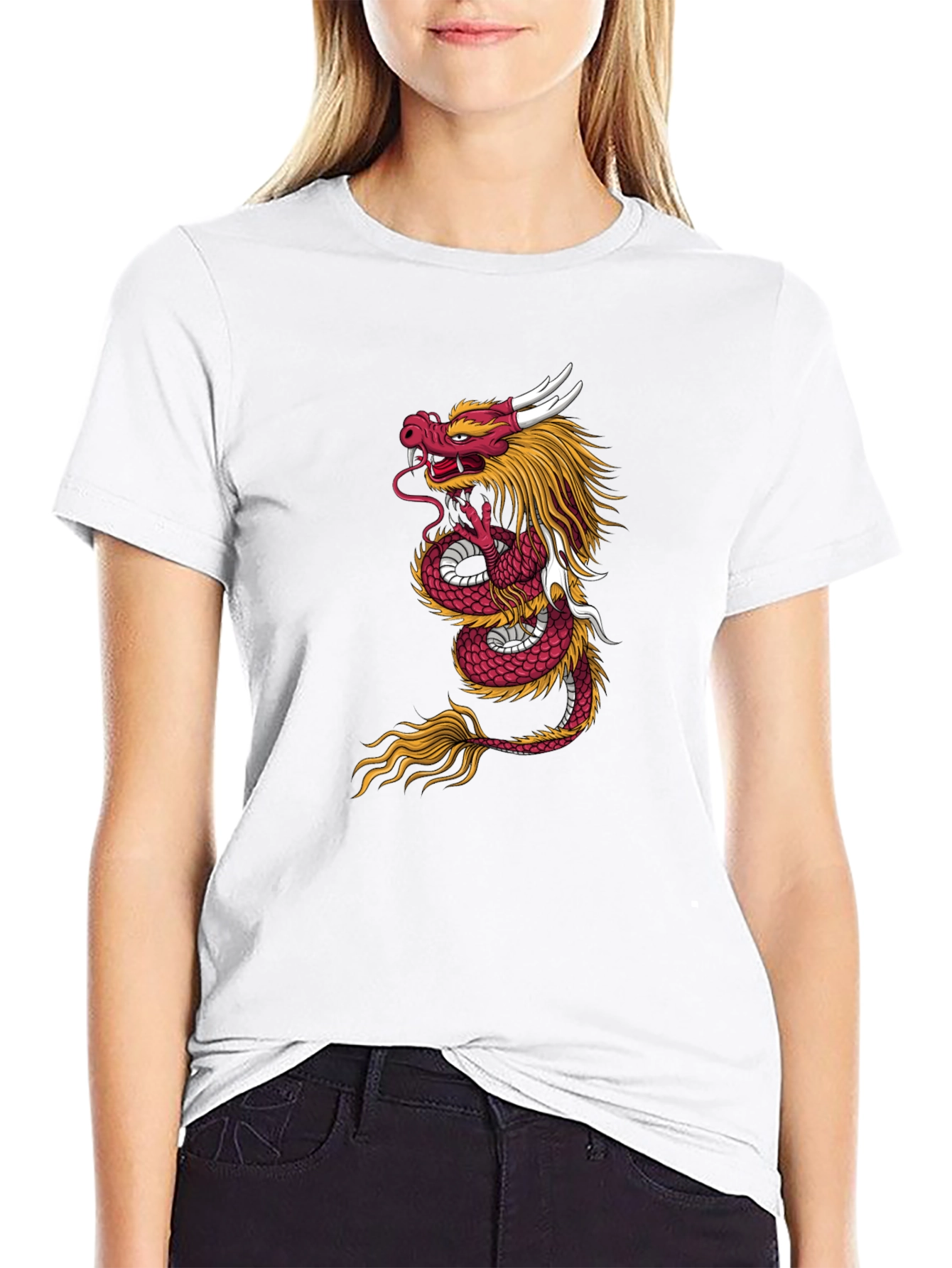 Black Tee with Dragon Graphic