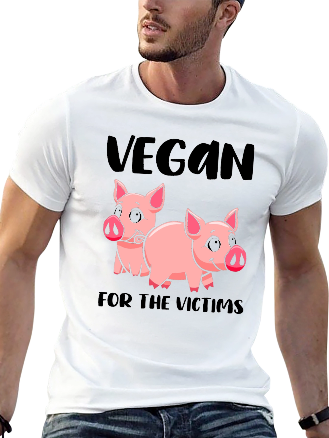 Vegan for the Victims Pig Graphic T-Shirt