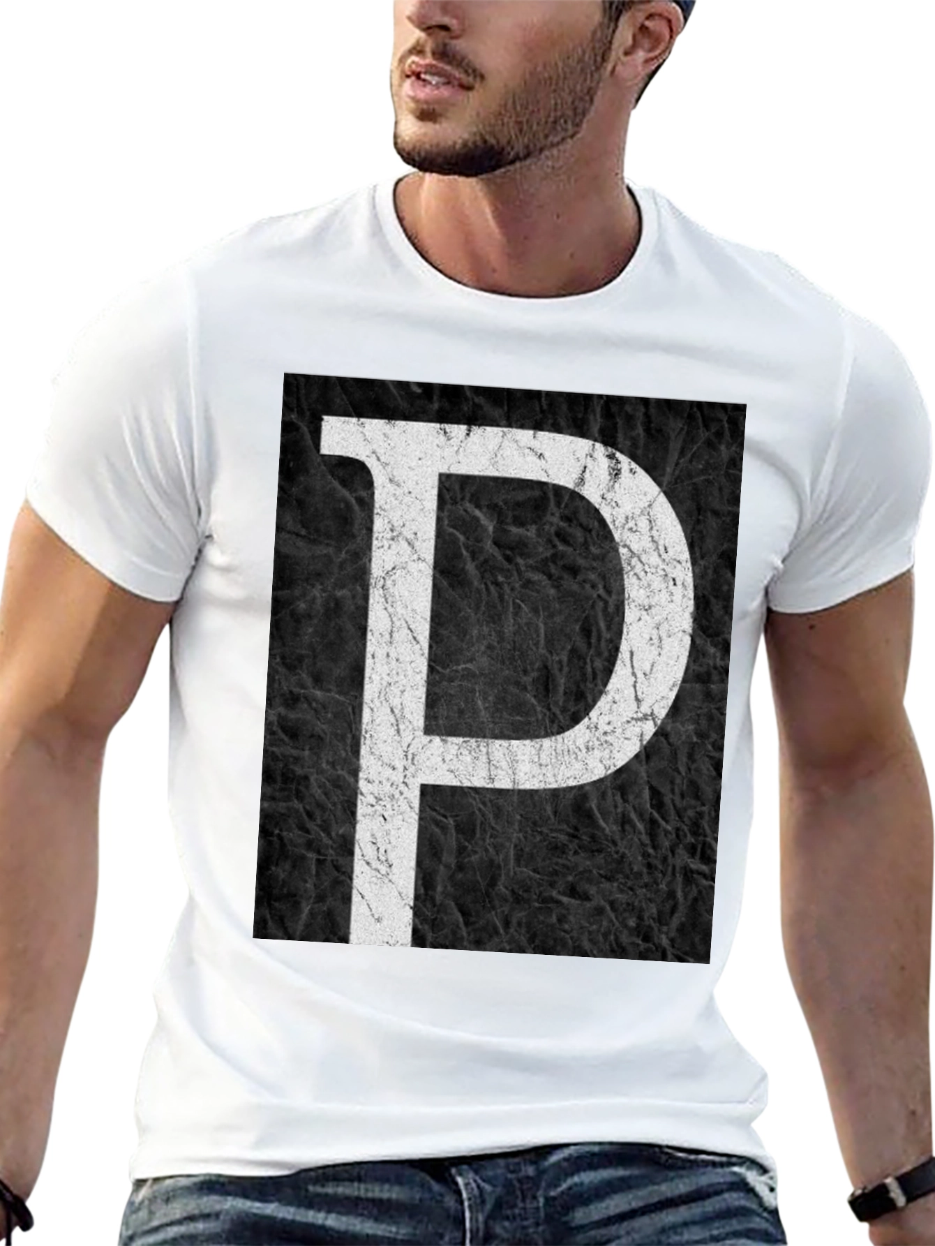 Bold Letter P Black Graphic Tee