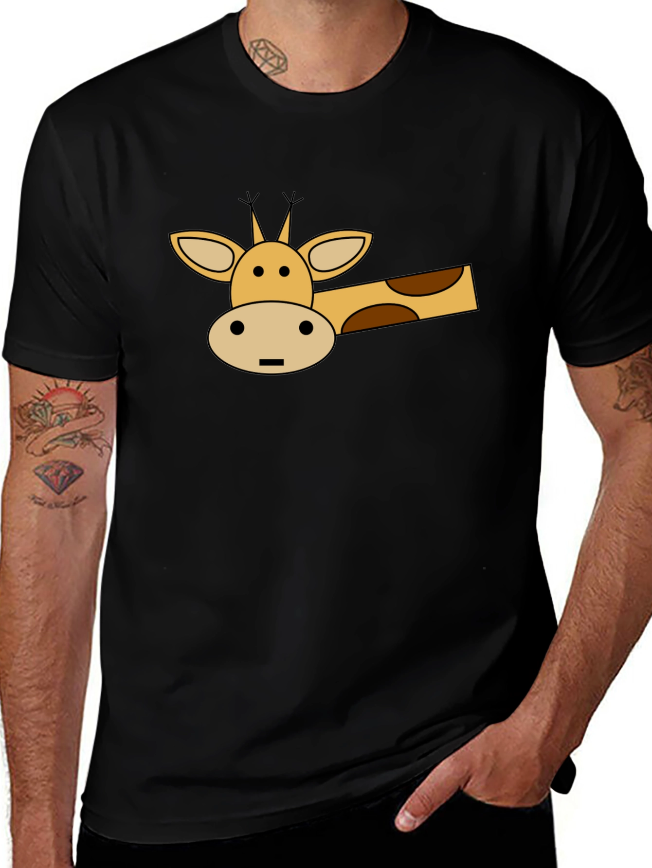 Cartoon Giraffe Graphic T-Shirt