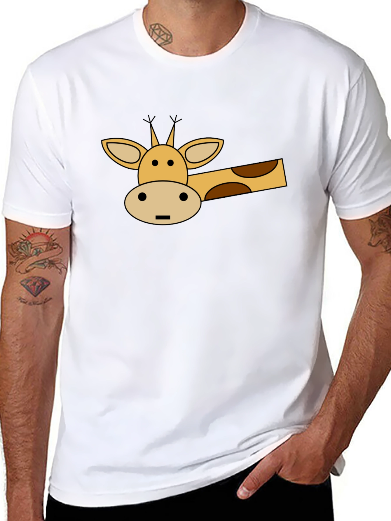 Cartoon Giraffe Graphic T-Shirt