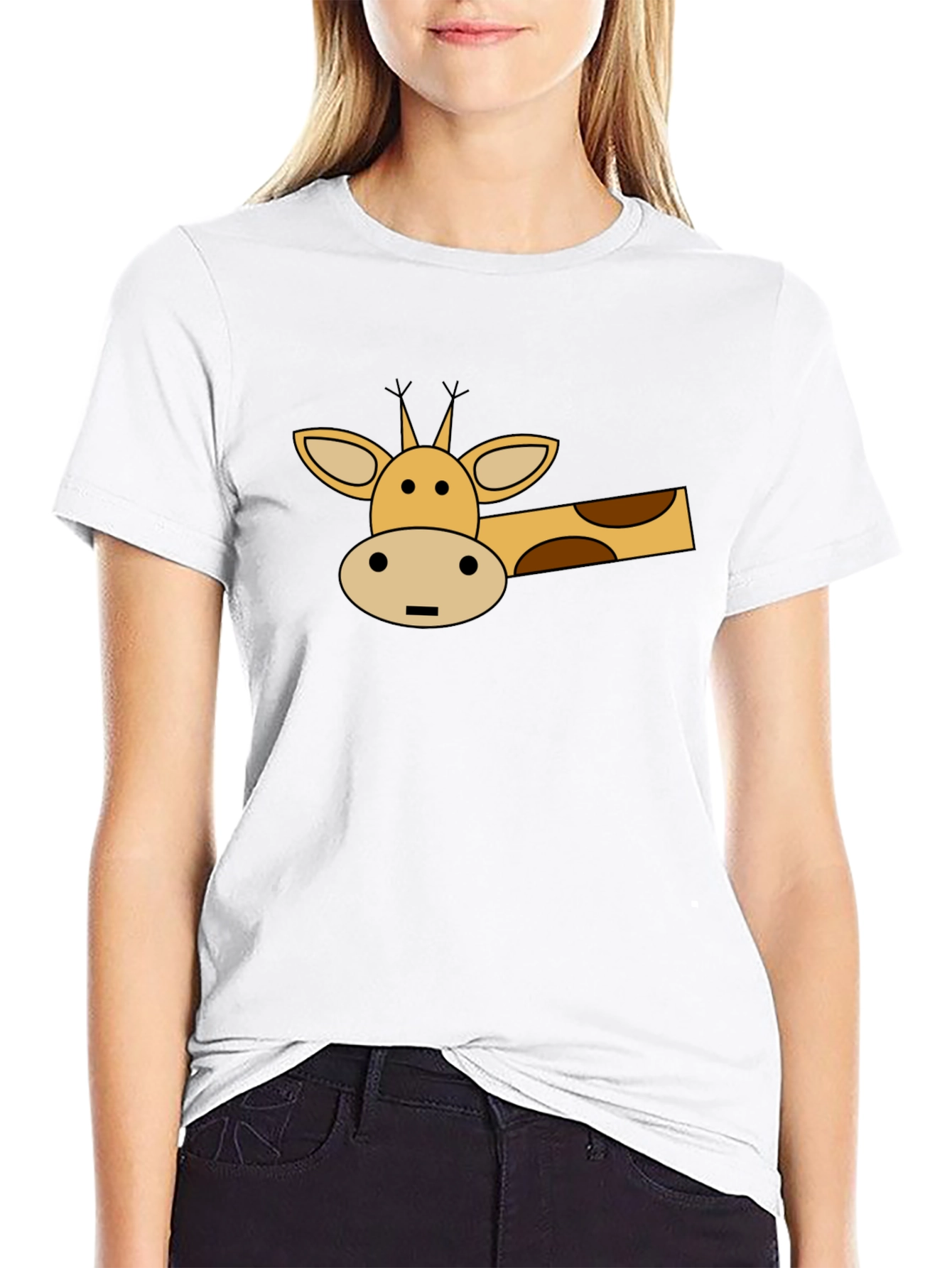 Cartoon Giraffe Graphic T-Shirt