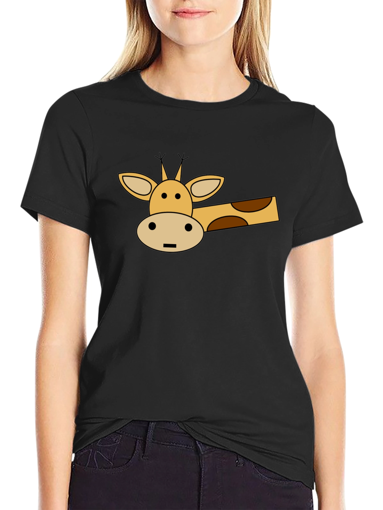 Cartoon Giraffe Graphic T-Shirt