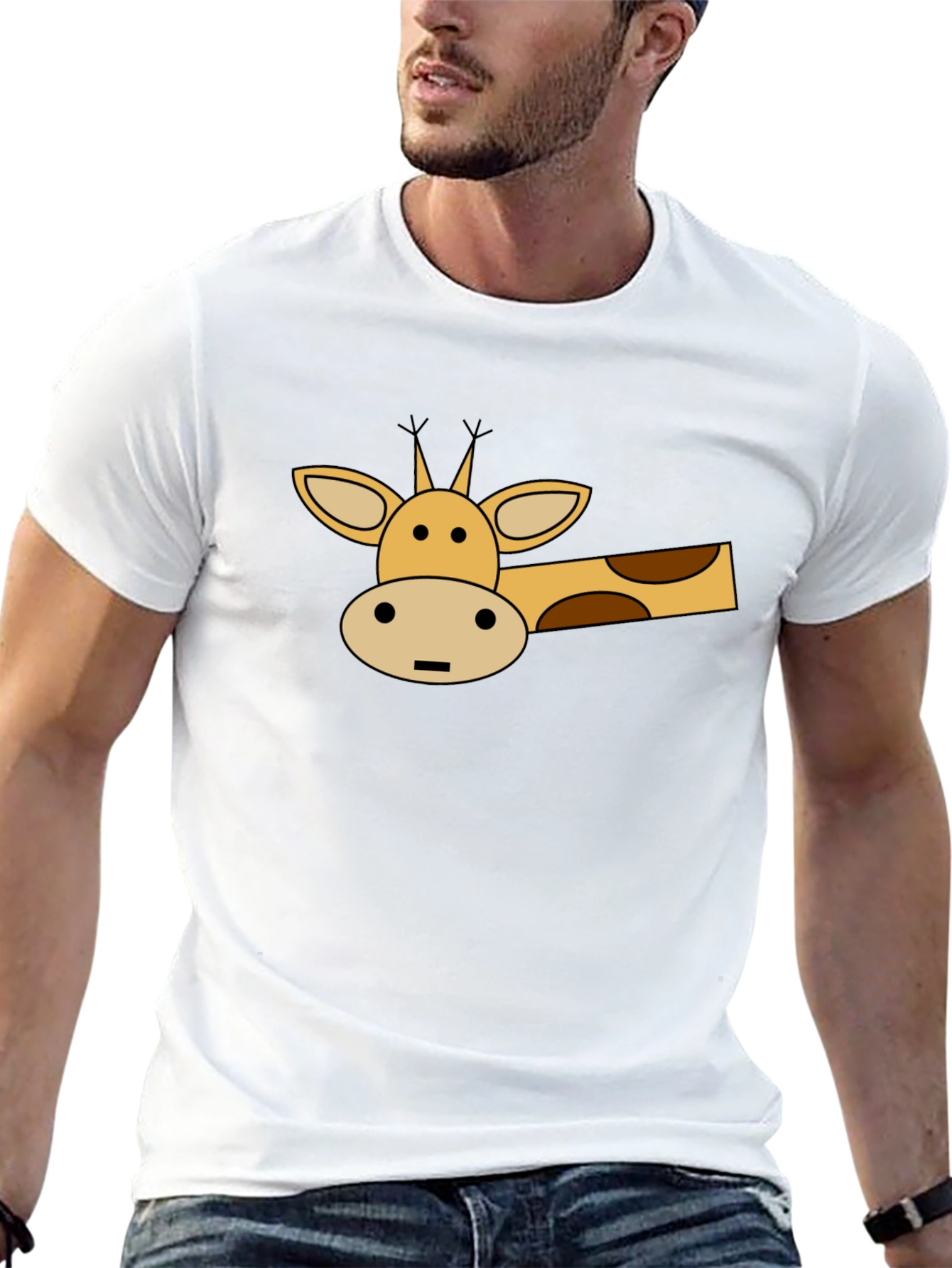 Cartoon Giraffe Graphic T-Shirt