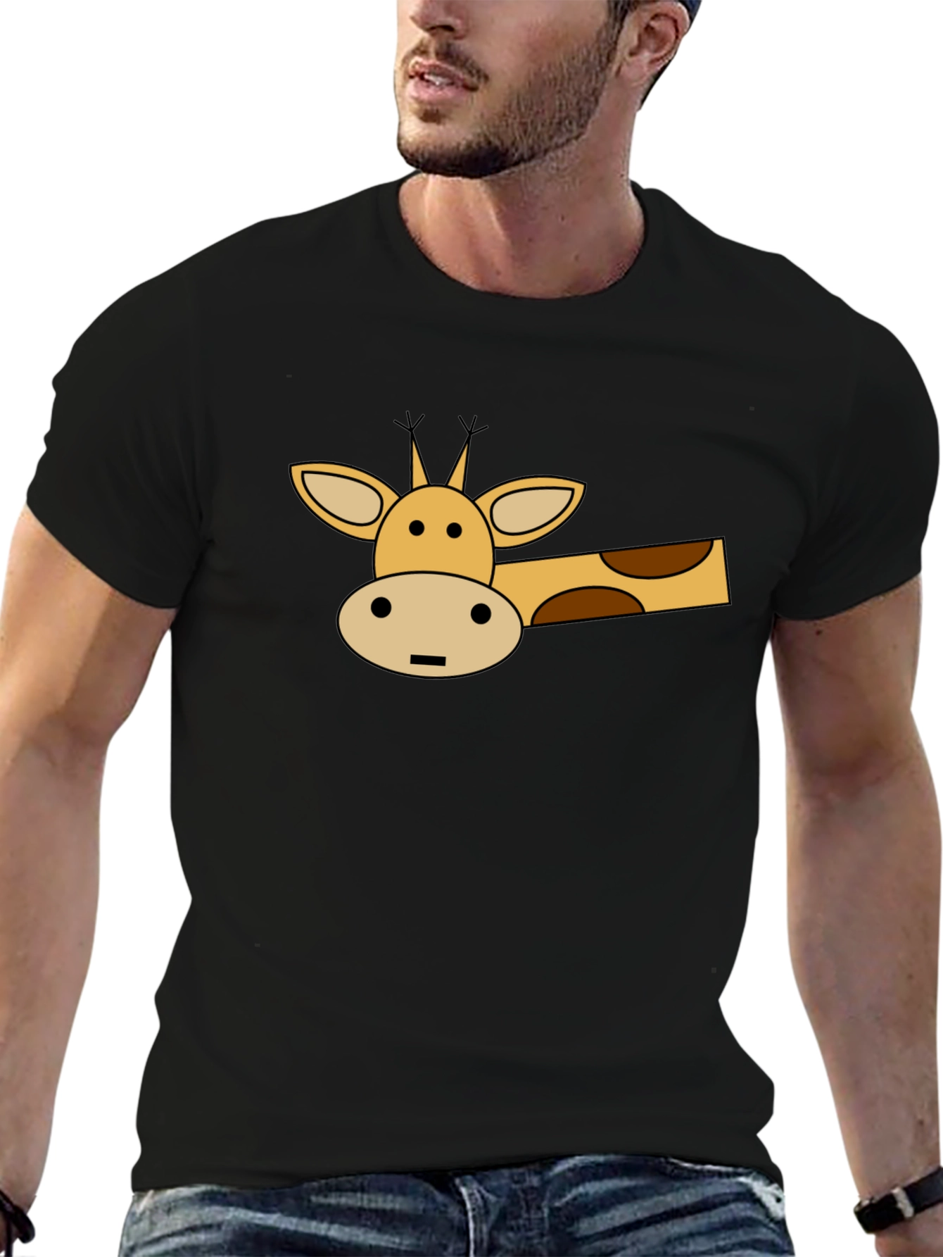 Cartoon Giraffe Graphic T-Shirt