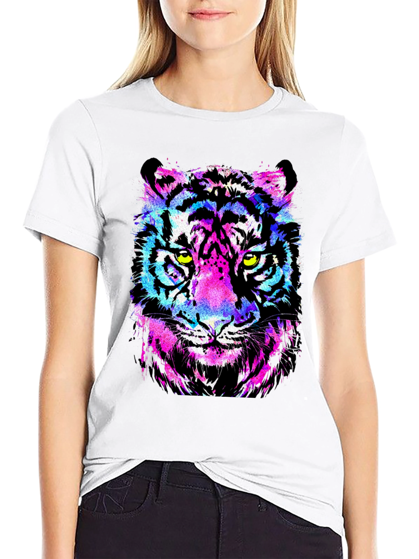 Neon Tiger Graphic T-Shirt - Bold Animal Print