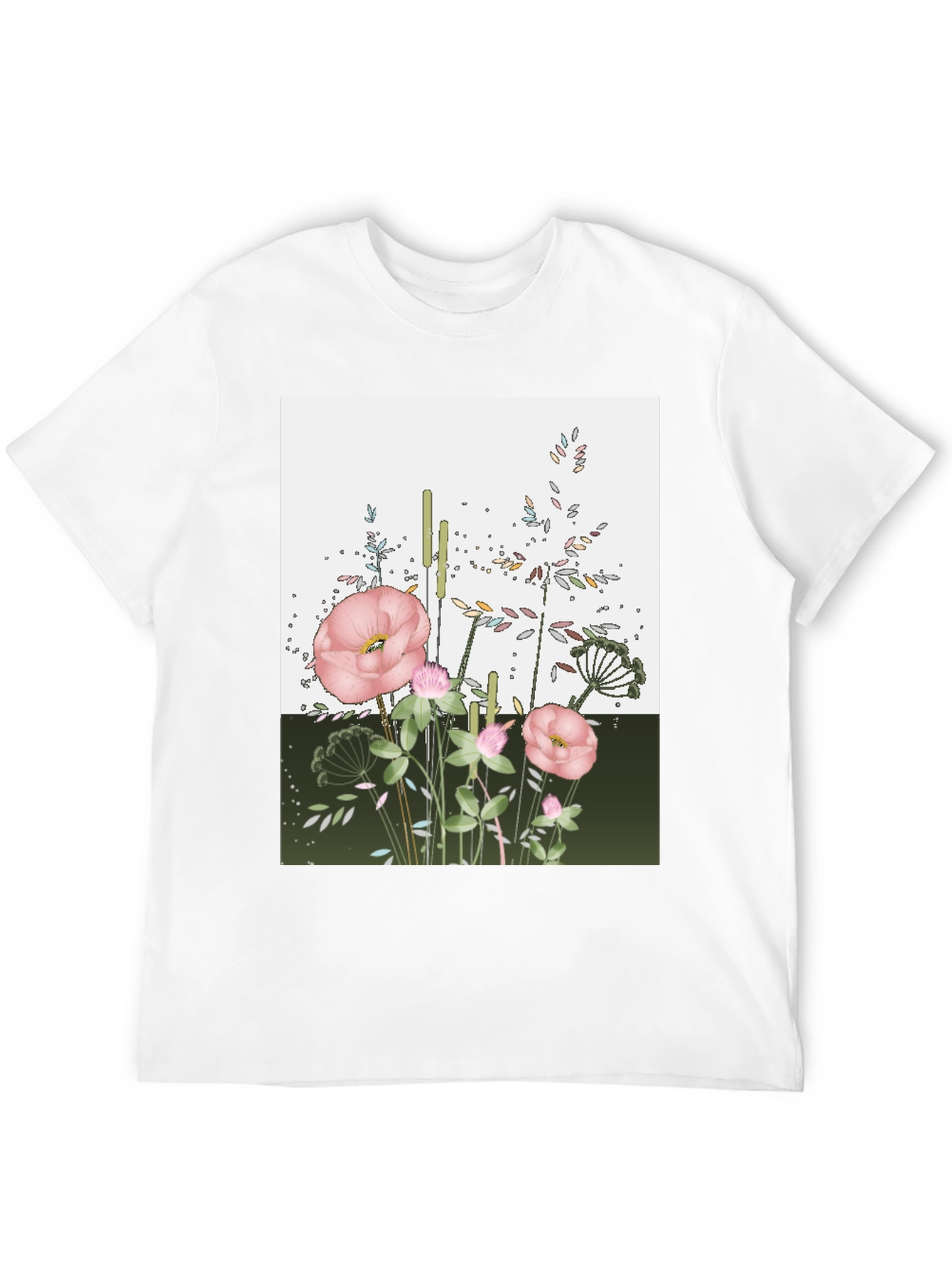 Floral Print Black T-Shirt: Modern Botanical Design