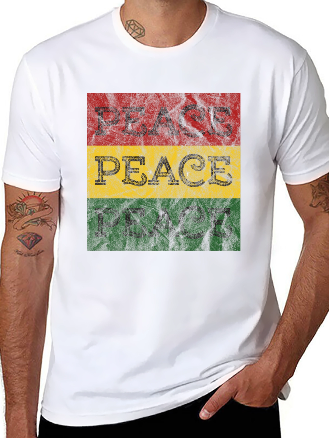 Rasta Peace T-Shirt - Red Yellow Green Graphic Tee