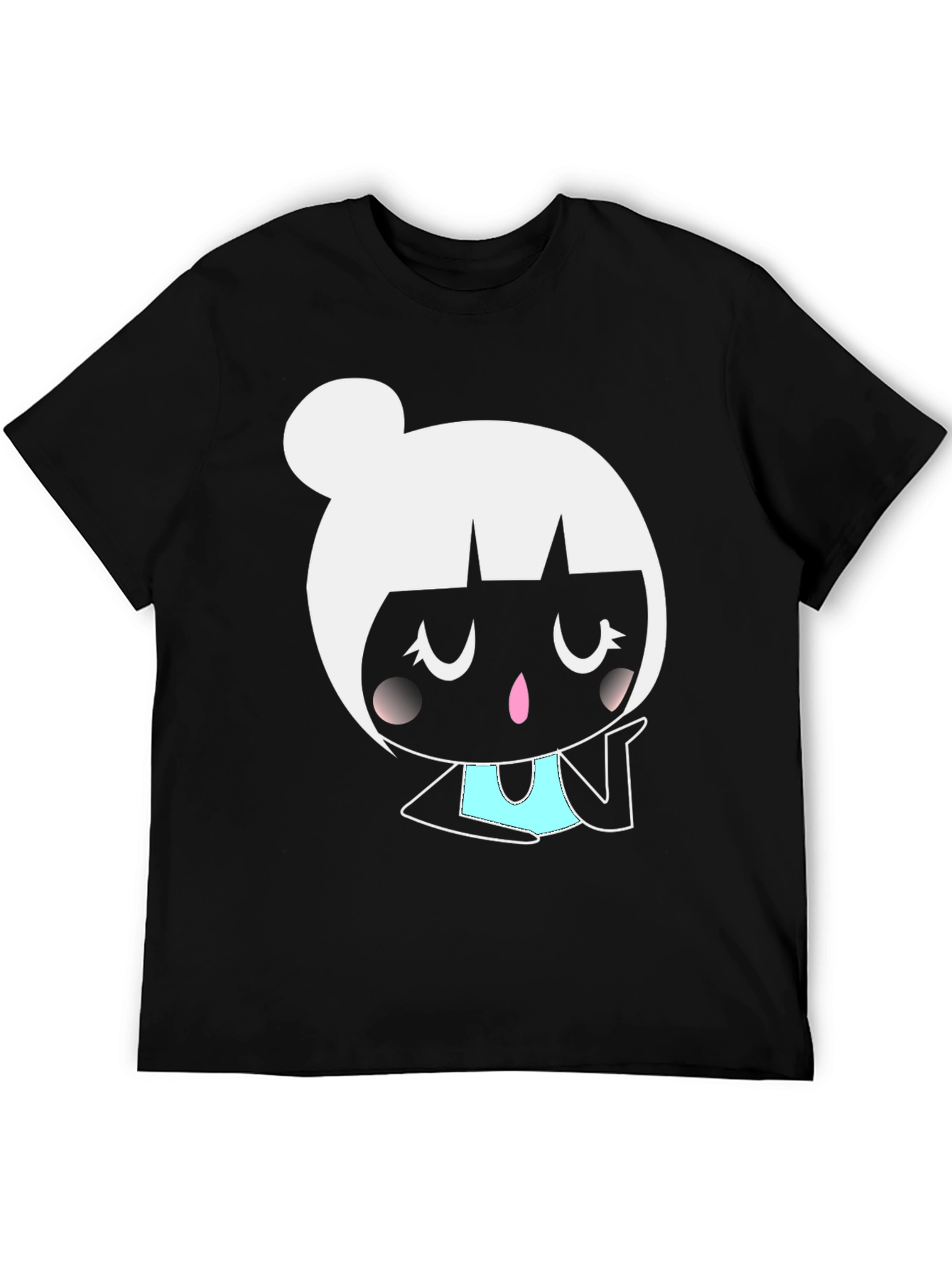 Cute Cartoon Girl Graphic Tee - Black Unisex Shirt