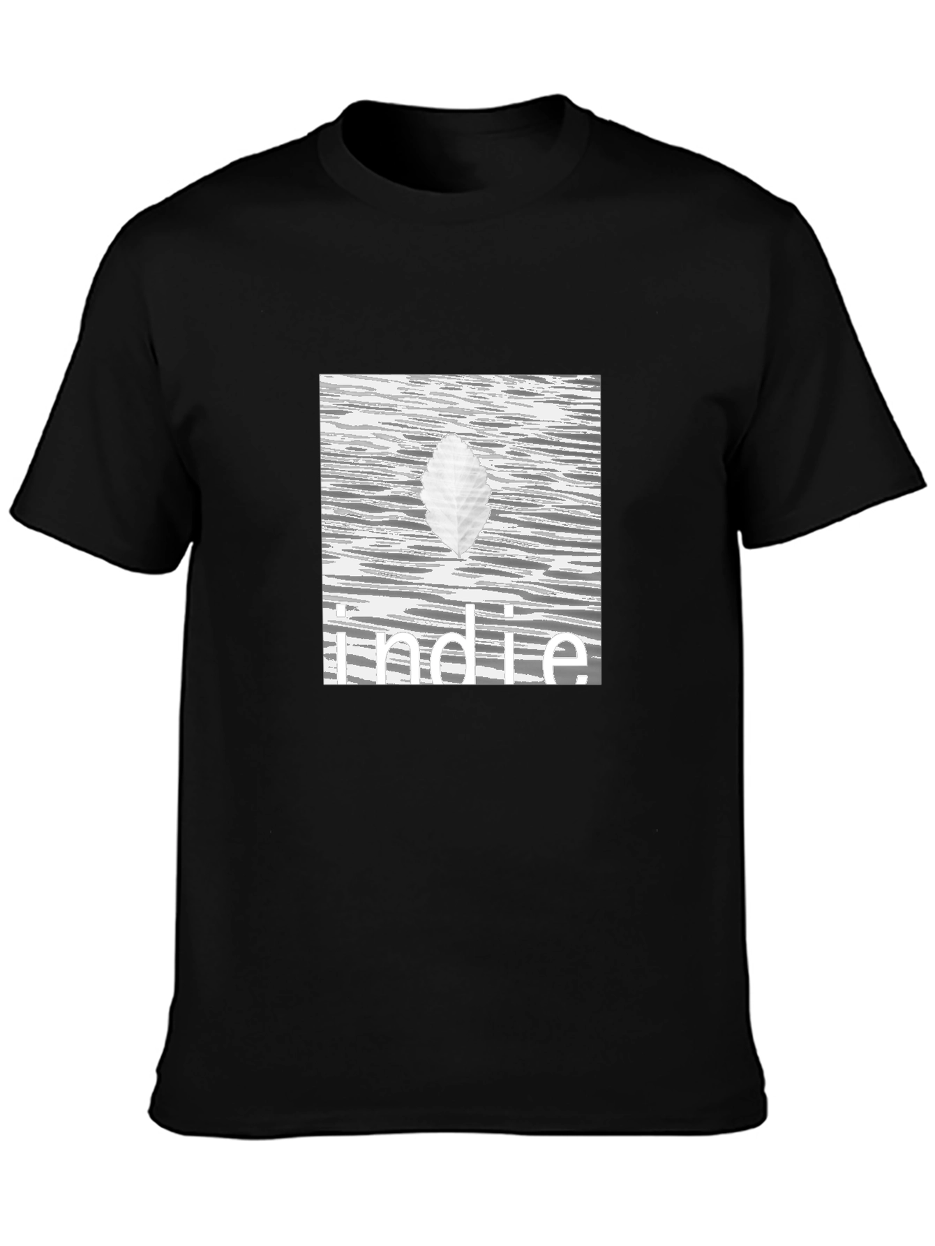 Indie Leaf Graphic Tee - Stylish Black Cotton T-Shirt