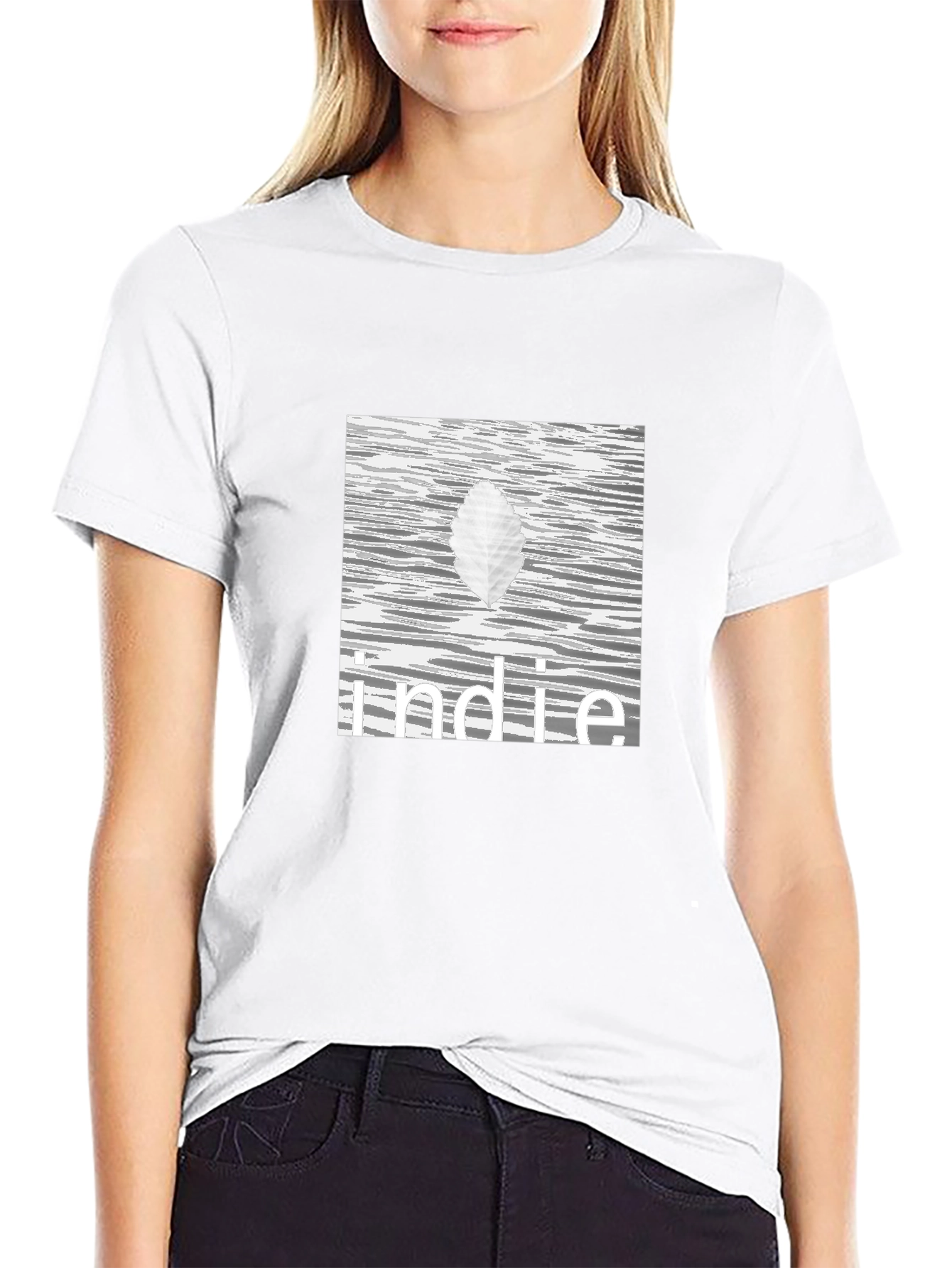 Indie Leaf Graphic Tee - Stylish Black Cotton T-Shirt