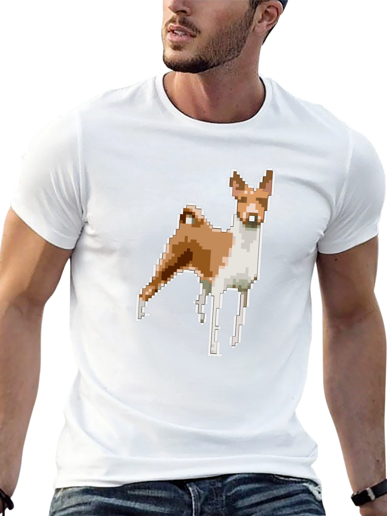 Pixel Dog Graphic Tee - Black Cotton Blend