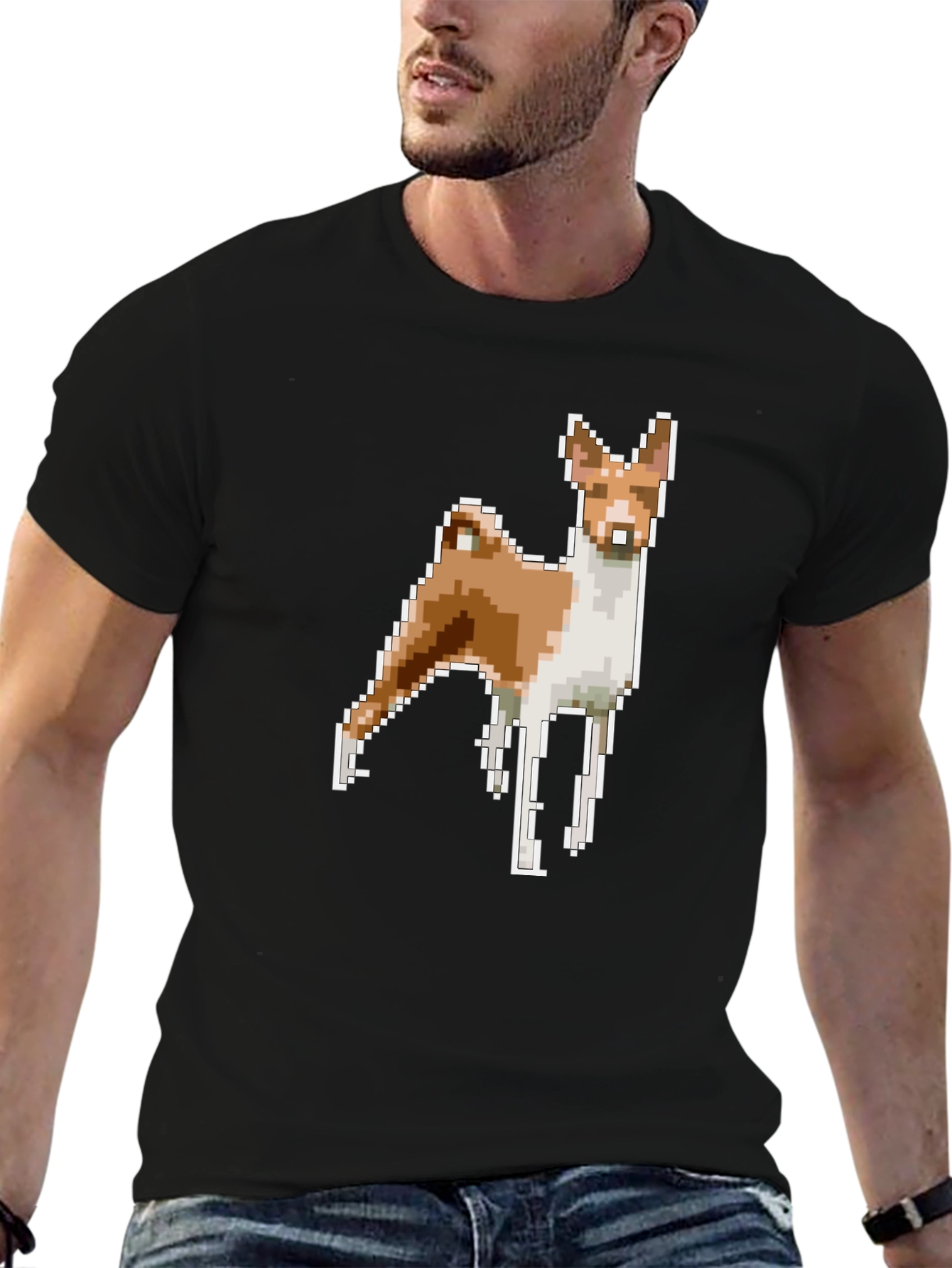 Pixel Dog Graphic Tee - Black Cotton Blend